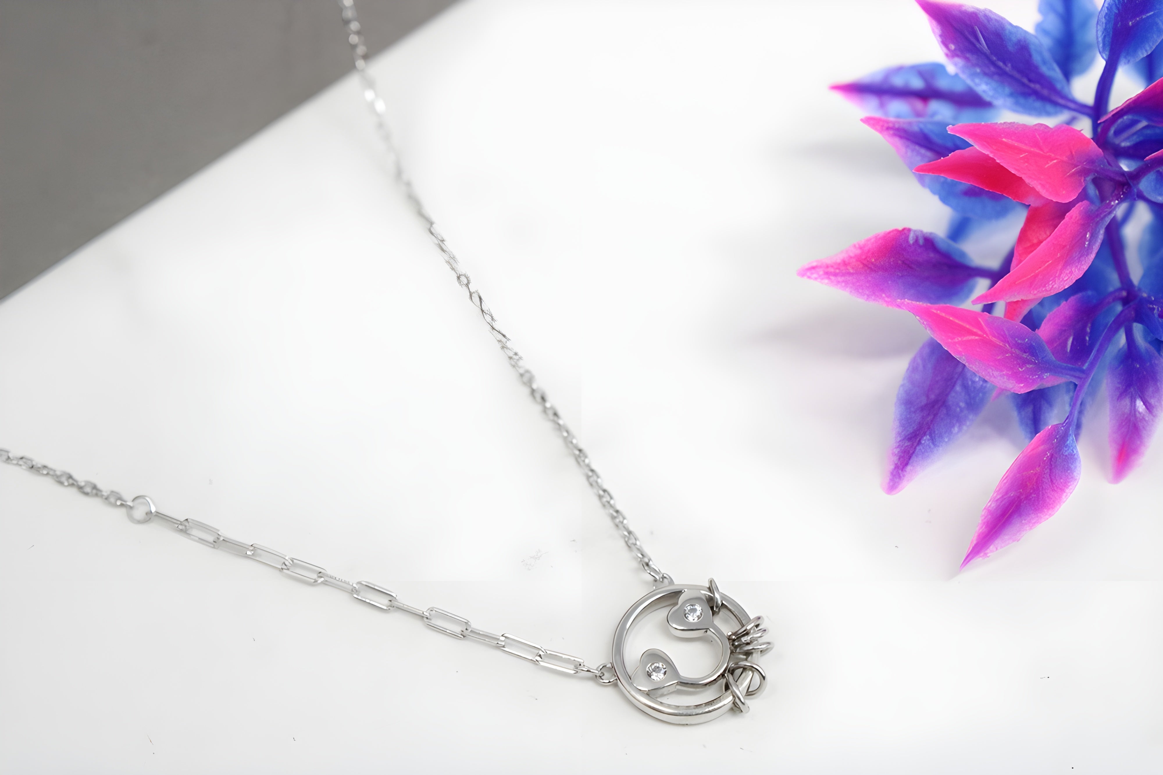 92.5 Sterling Silver Smile Face Pendant with VeeLux Premium Crystal