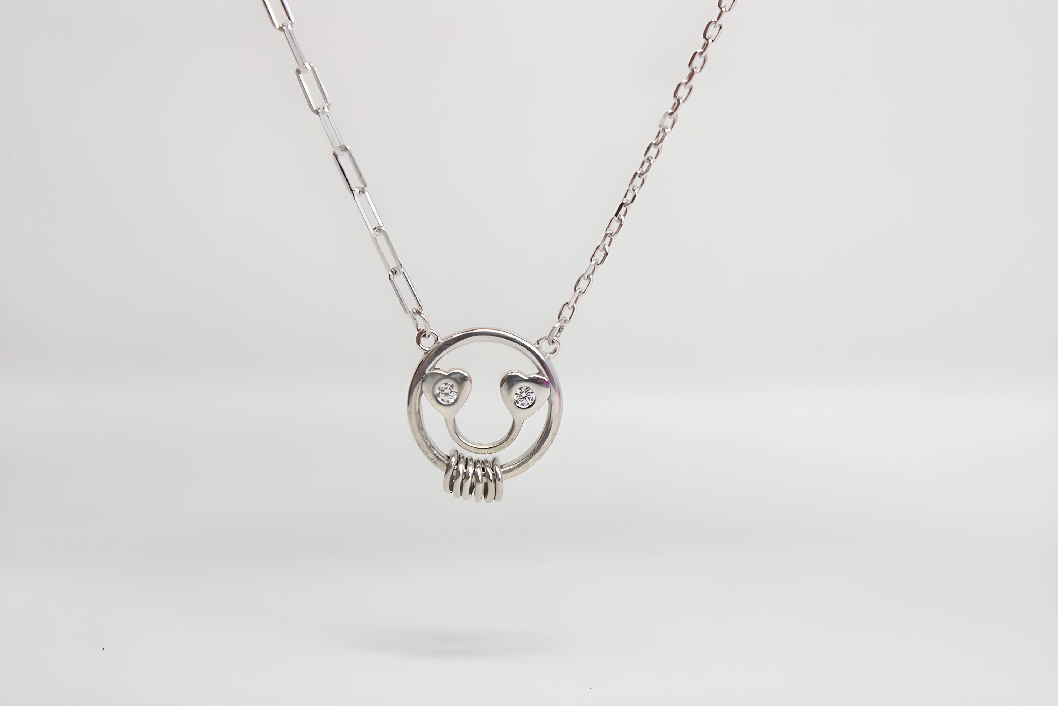 92.5 Sterling Silver Smile Face Pendant with VeeLux Premium Crystal
