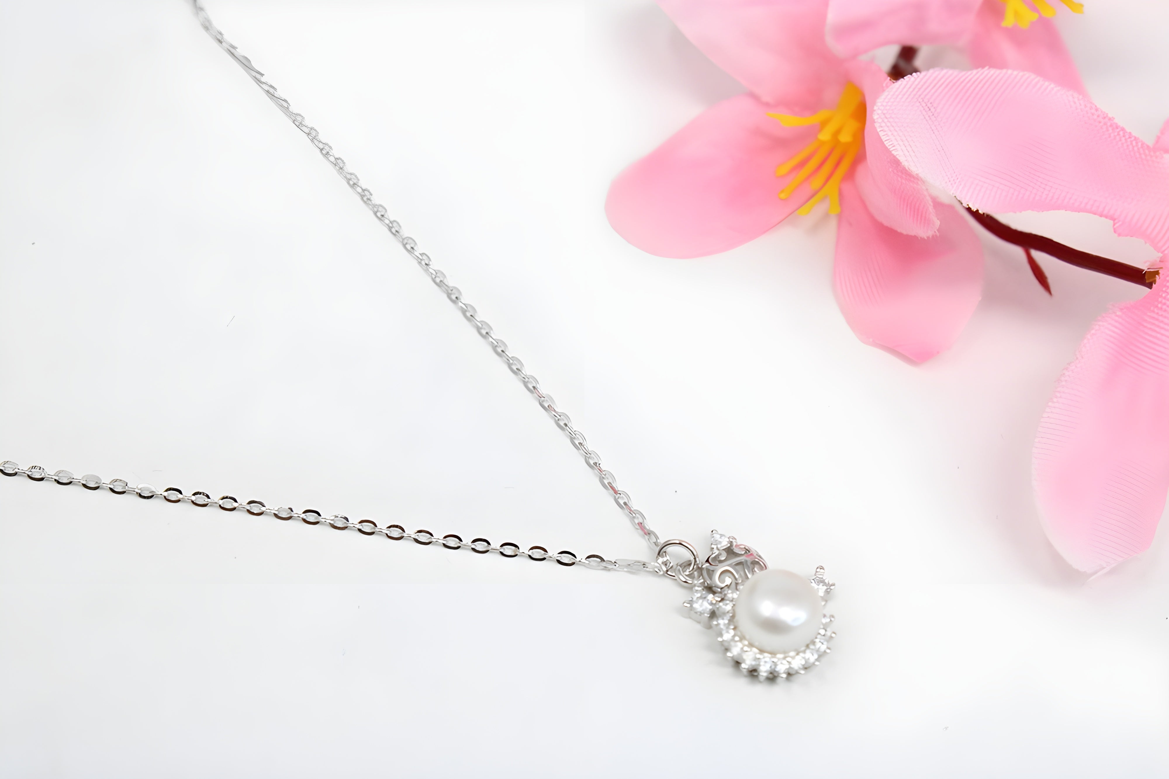 Pearl Adorned Circular Pendant with VeeLux Premium Crystal
