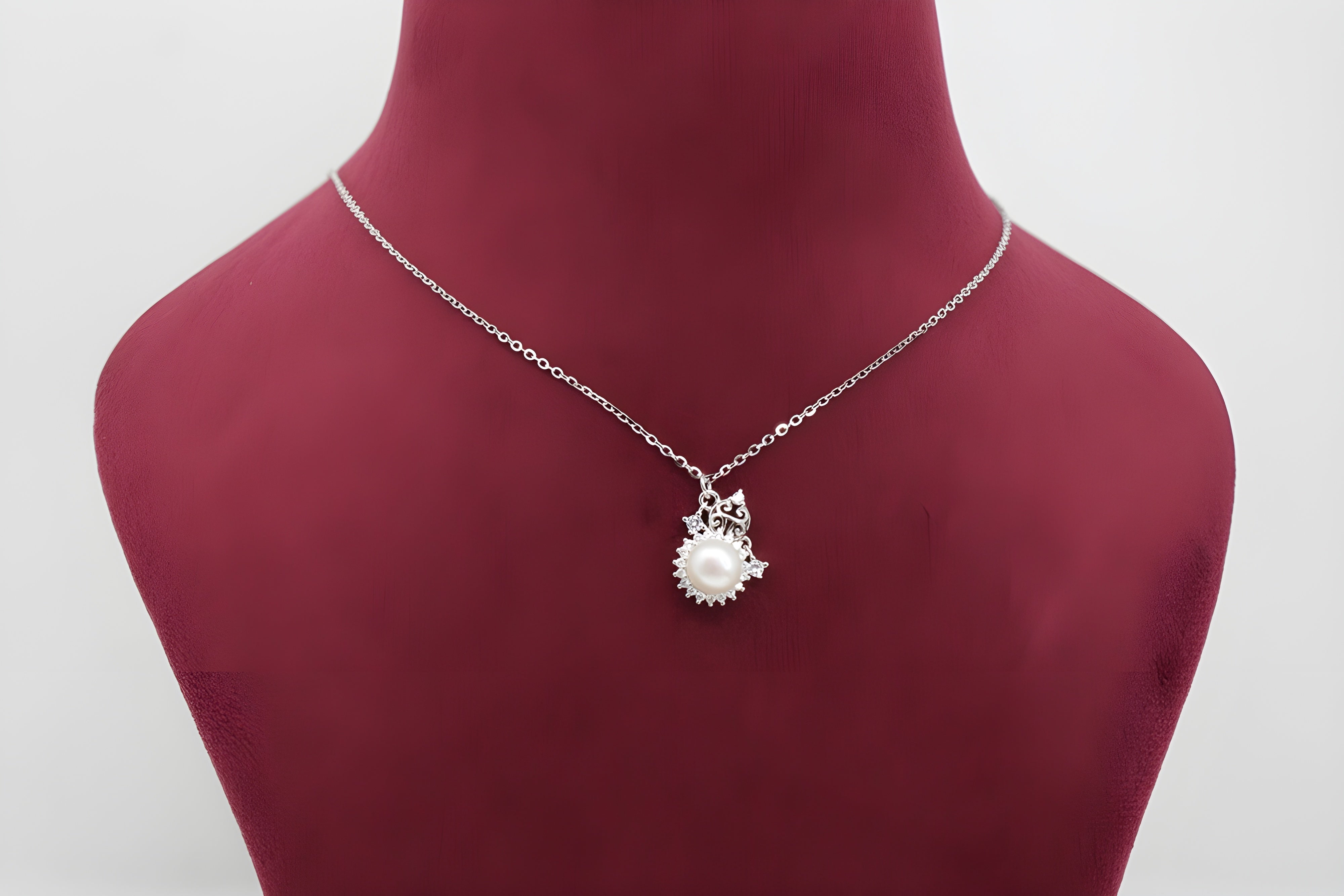 Pearl Adorned Circular Pendant with VeeLux Premium Crystal