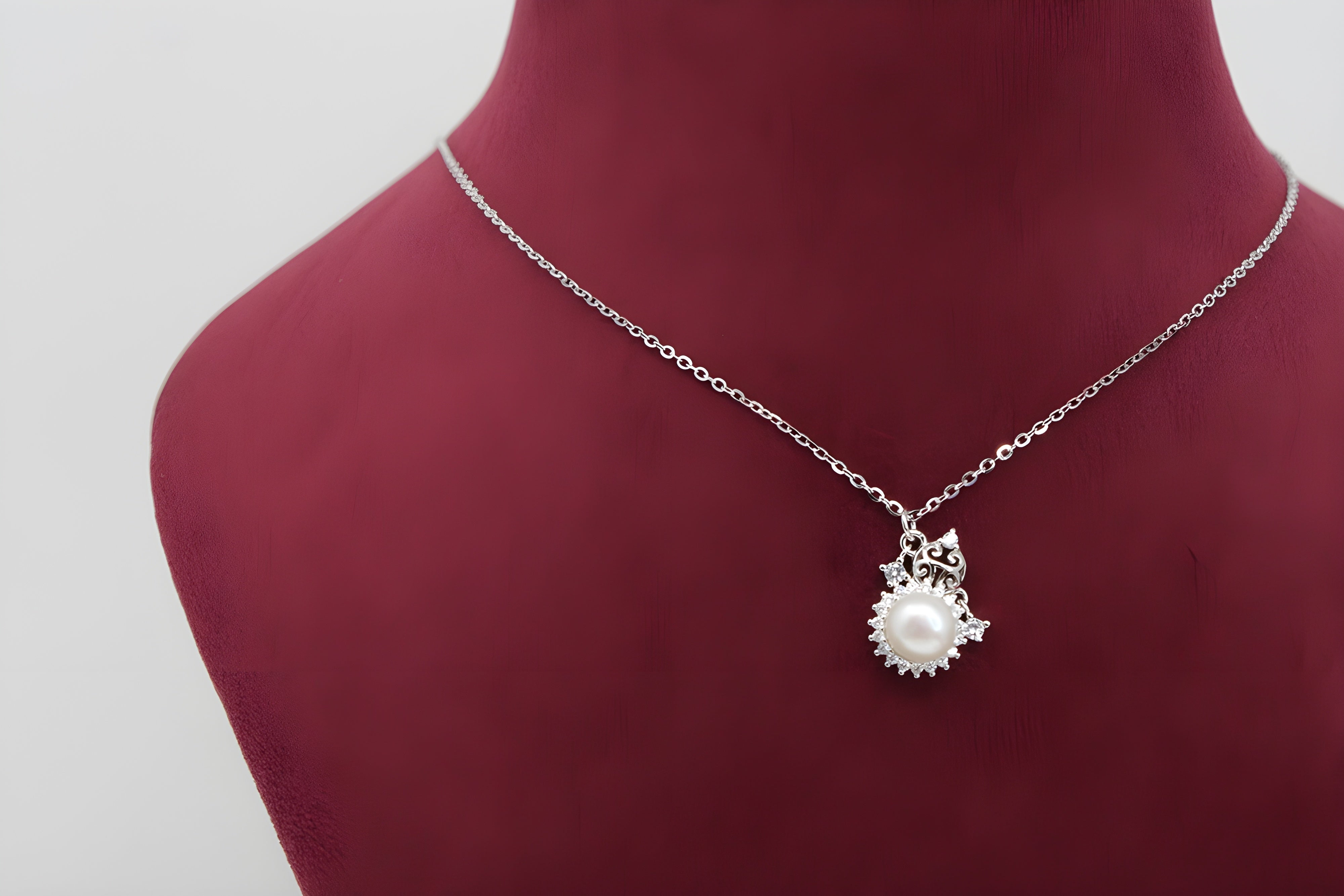Pearl Adorned Circular Pendant with VeeLux Premium Crystal