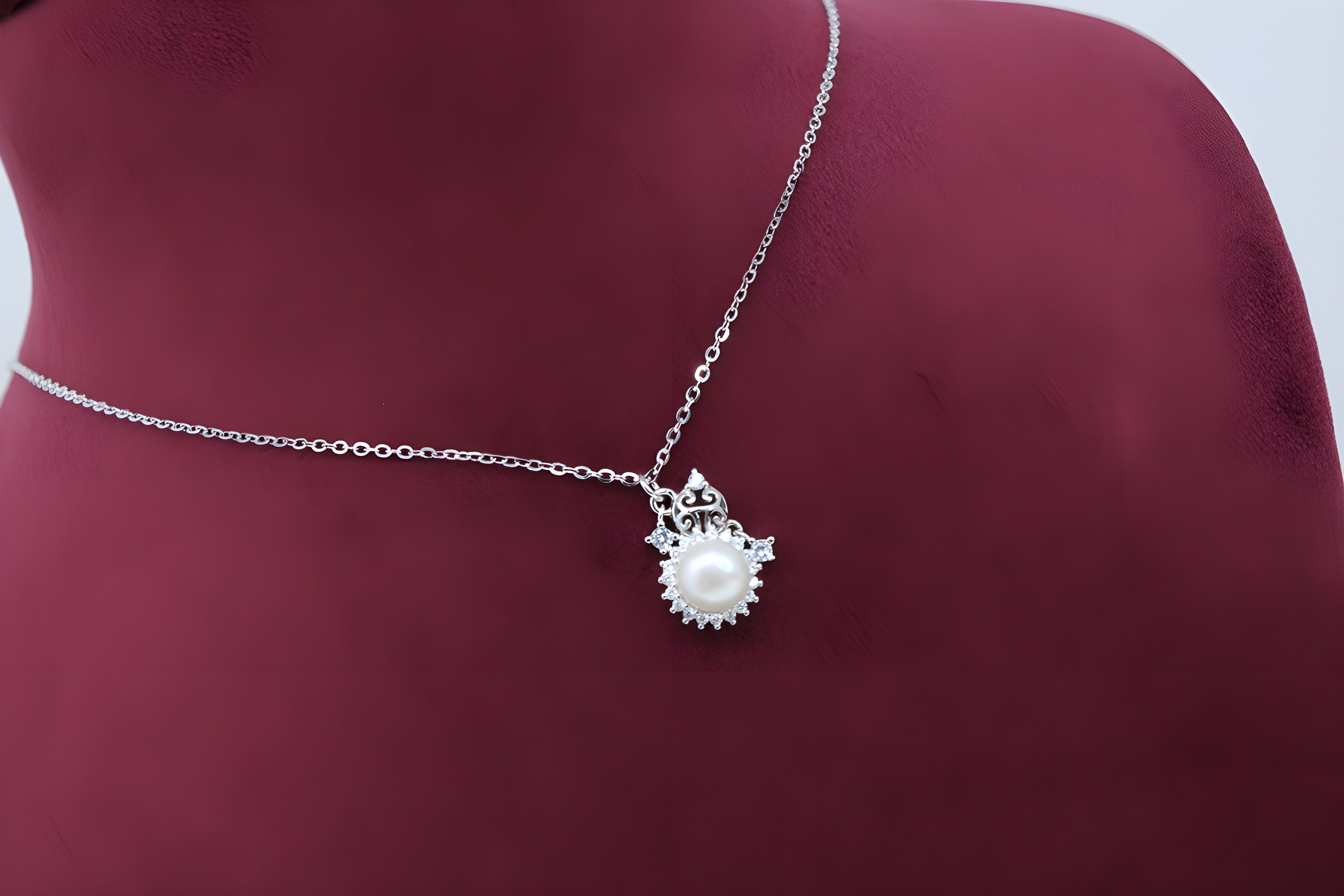 Pearl Adorned Circular Pendant with VeeLux Premium Crystal