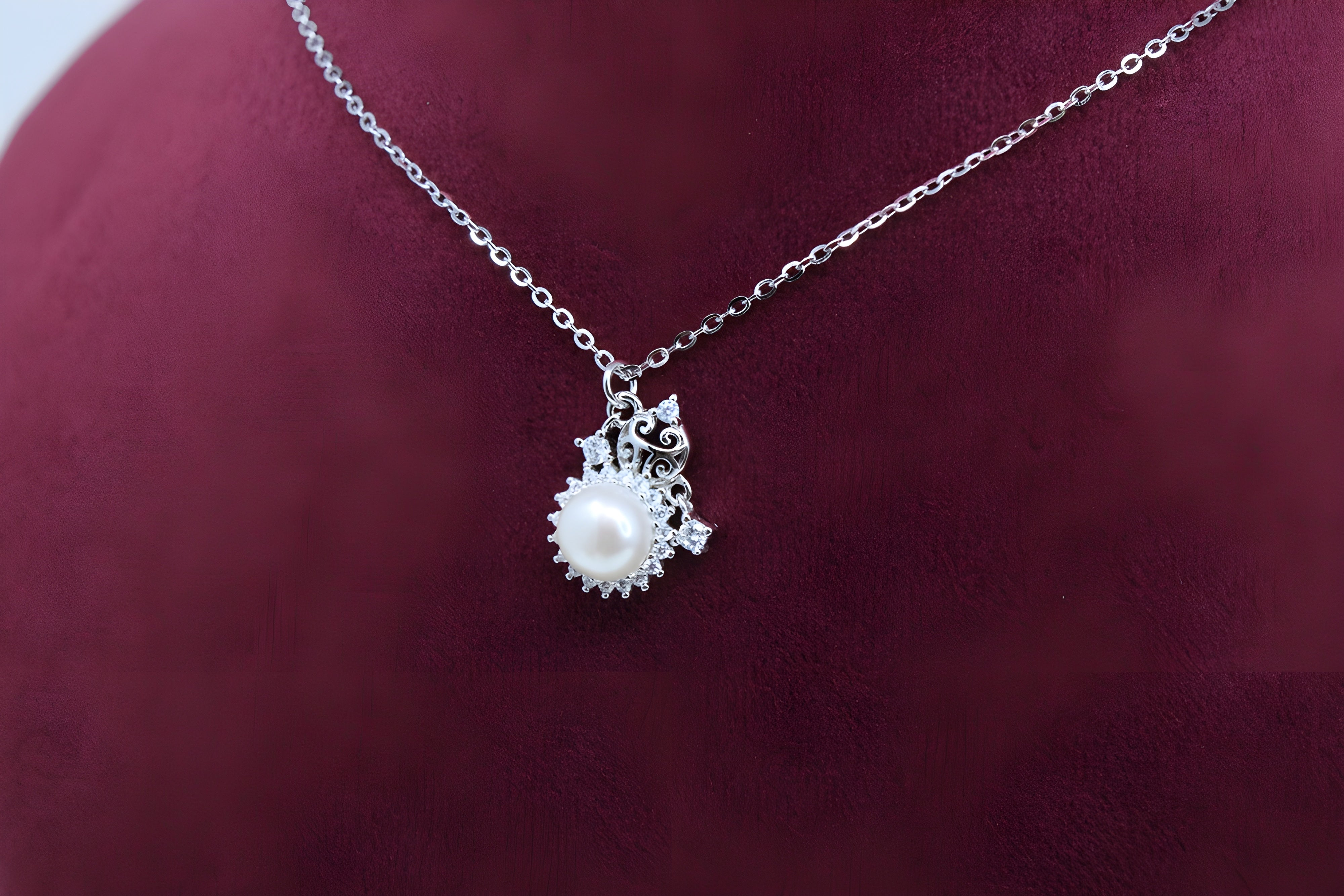 Pearl Adorned Circular Pendant with VeeLux Premium Crystal