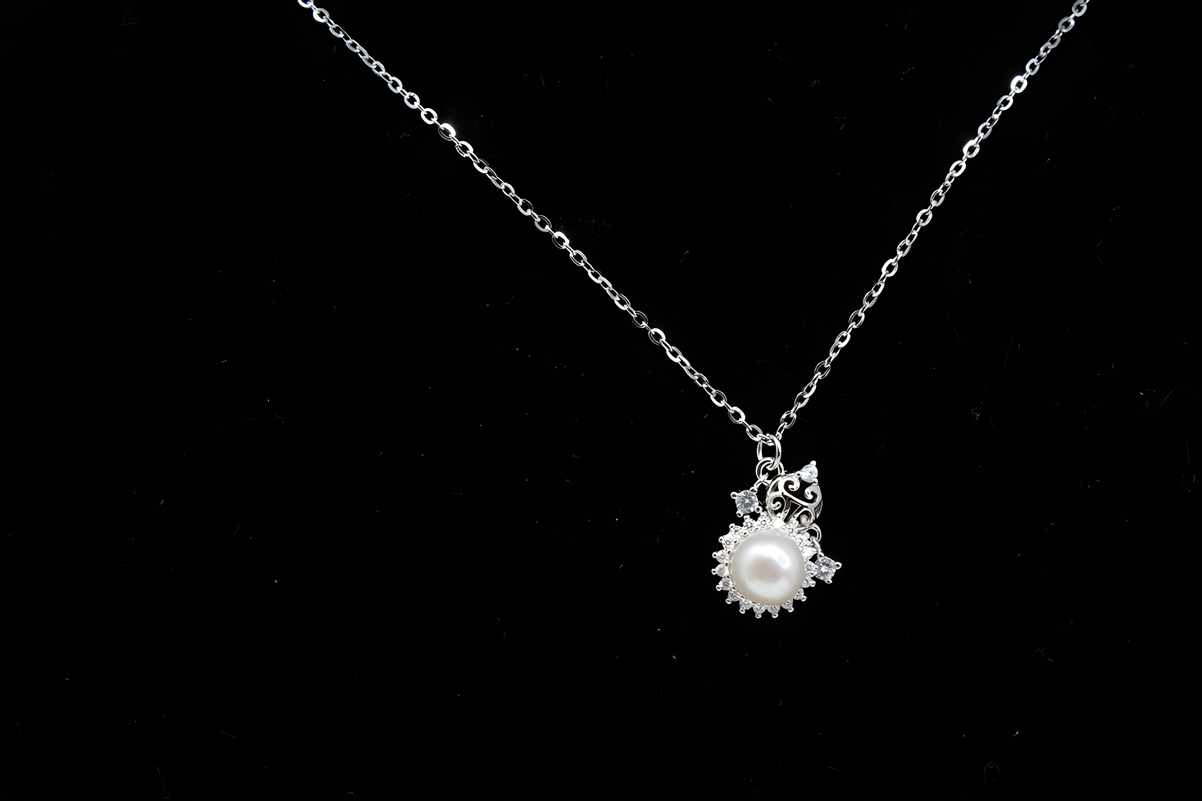 Pearl Adorned Circular Pendant with VeeLux Premium Crystal