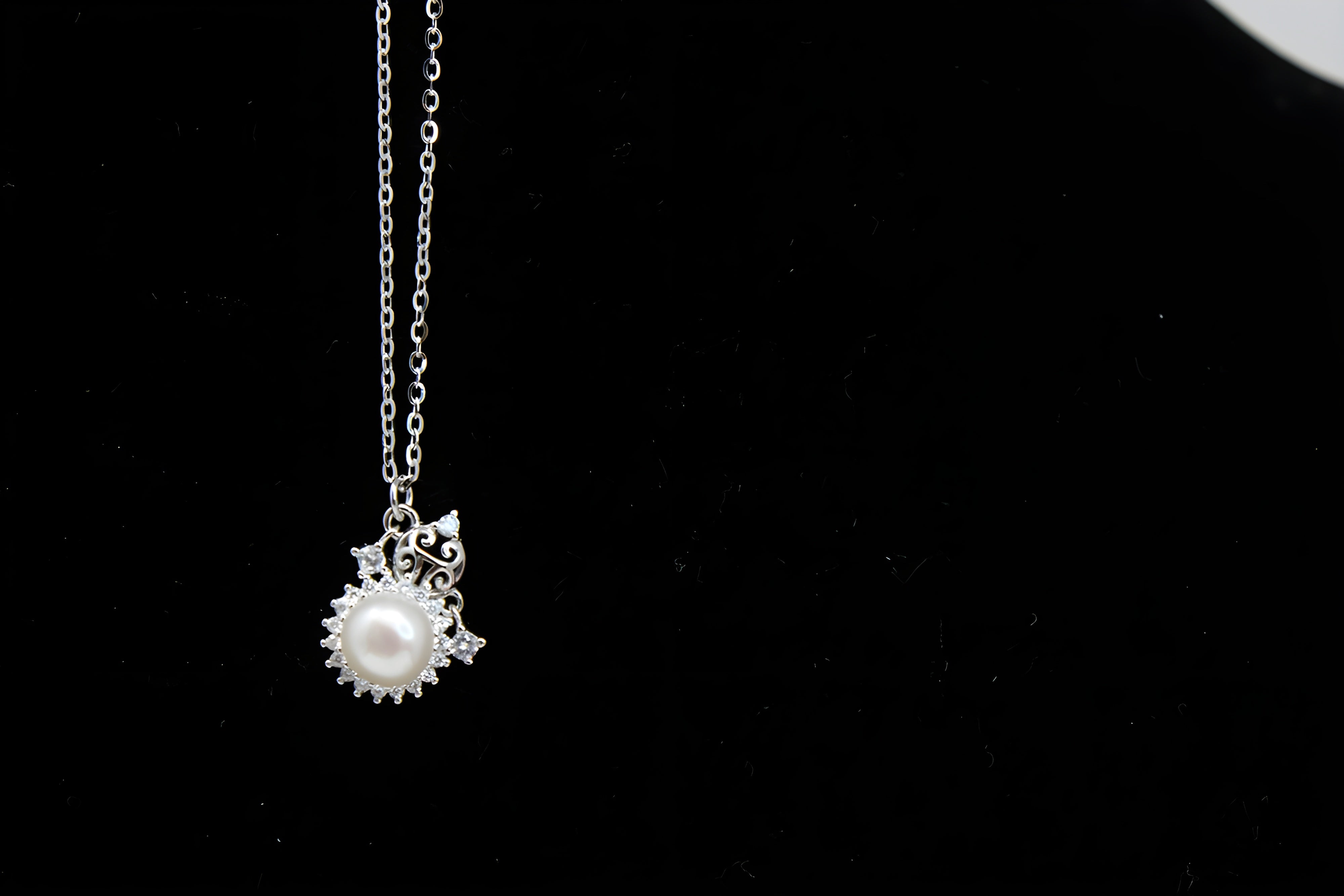 Pearl Adorned Circular Pendant with VeeLux Premium Crystal