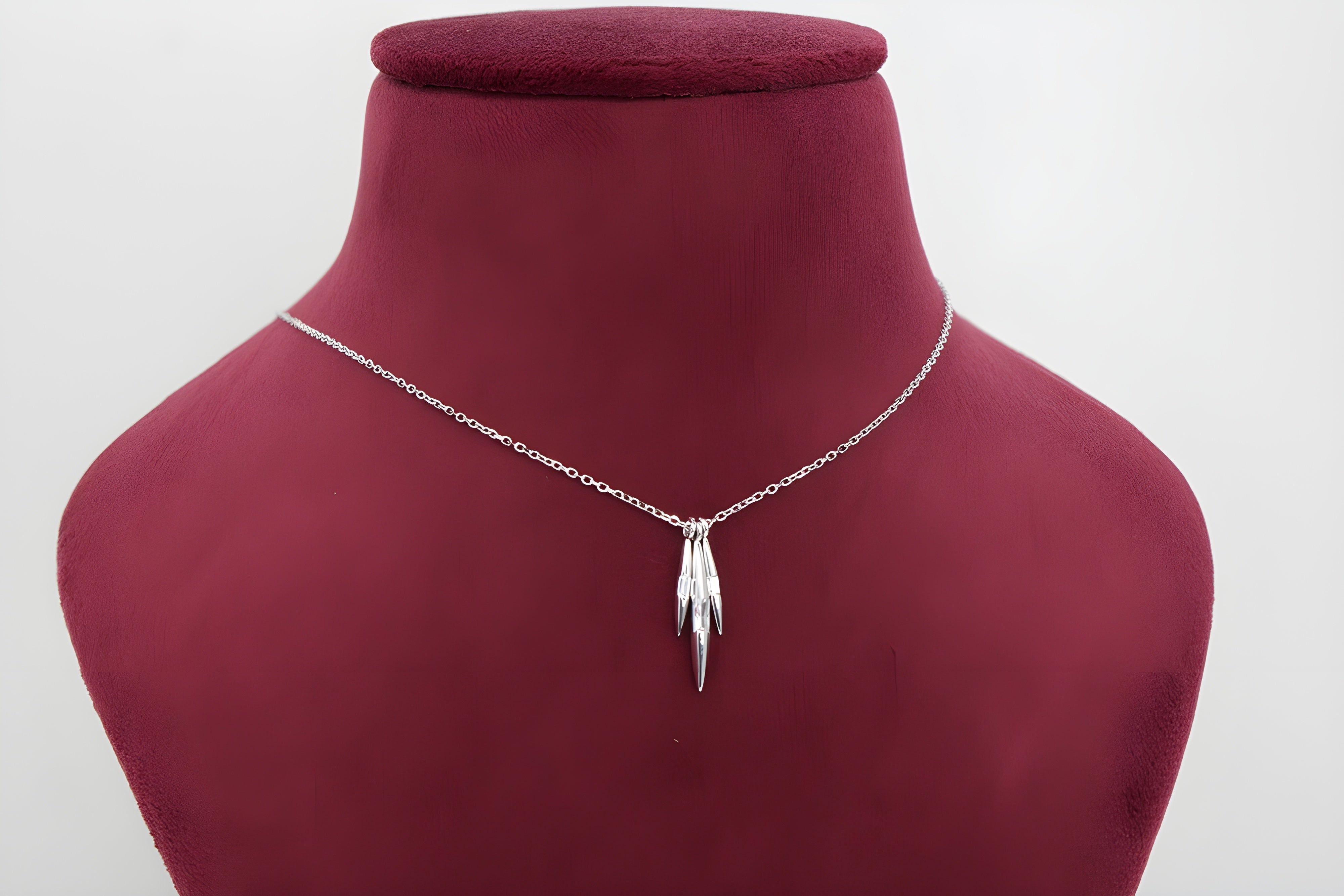 VeeLux Premium Crystal Tri-Line Pendant in Sterling Silver