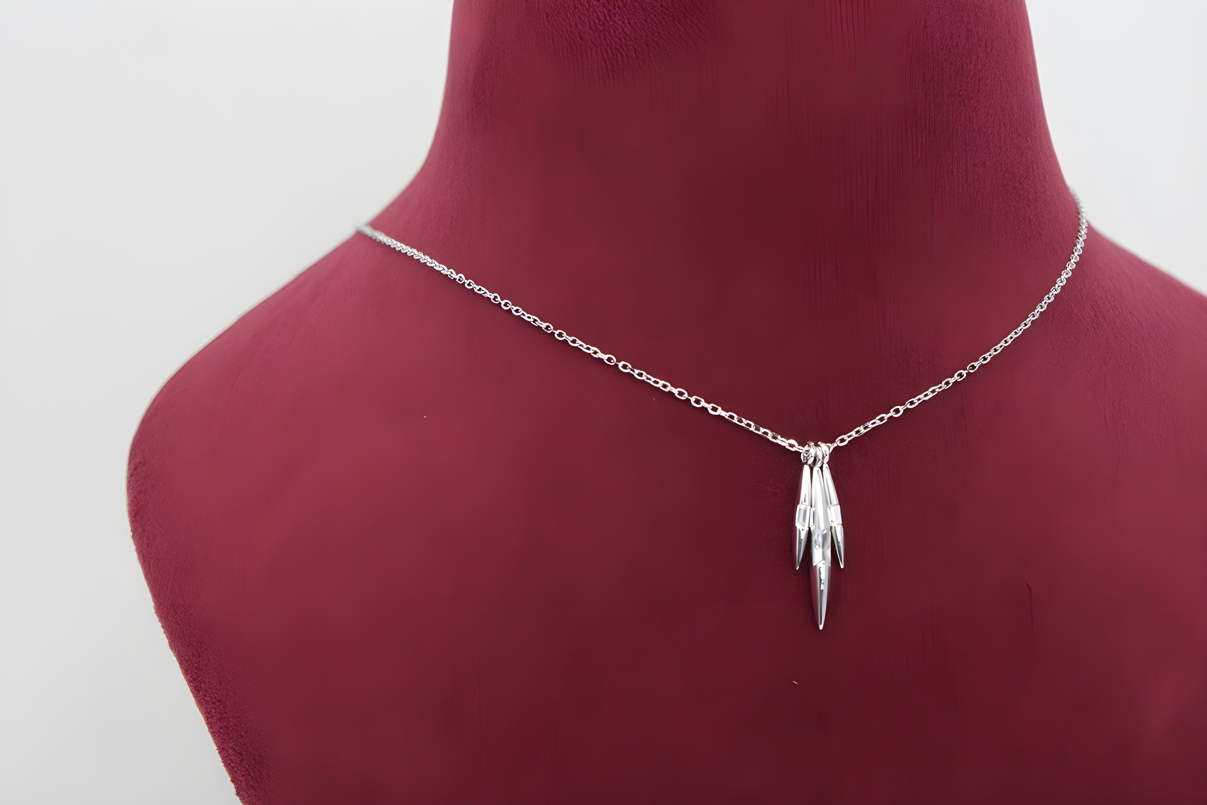 VeeLux Premium Crystal Tri-Line Pendant in Sterling Silver