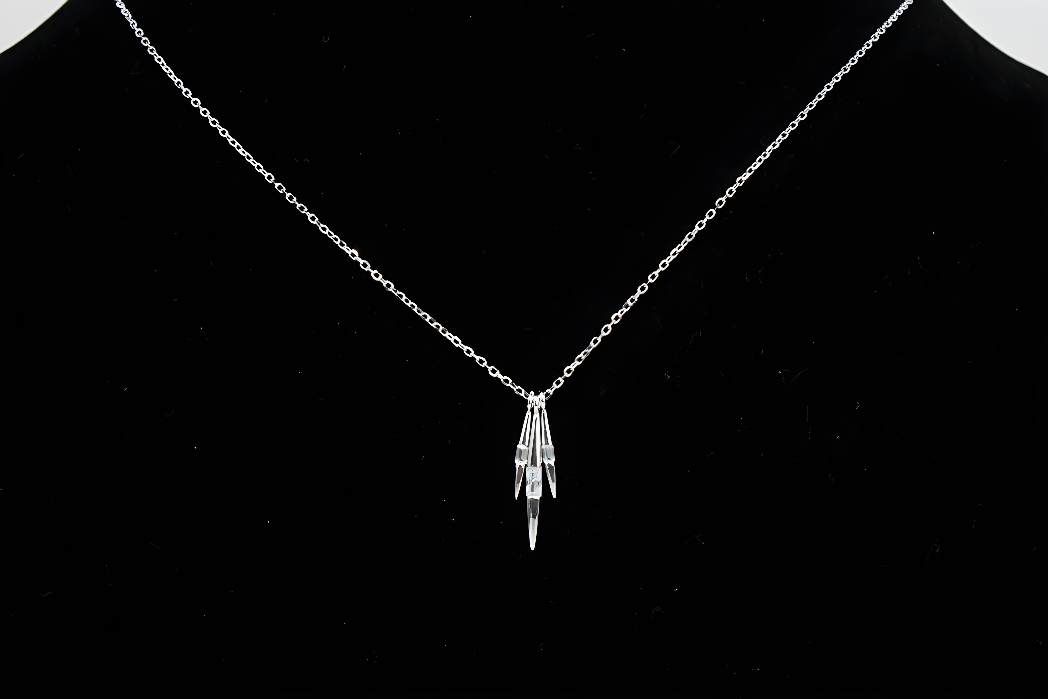 VeeLux Premium Crystal Tri-Line Pendant in Sterling Silver