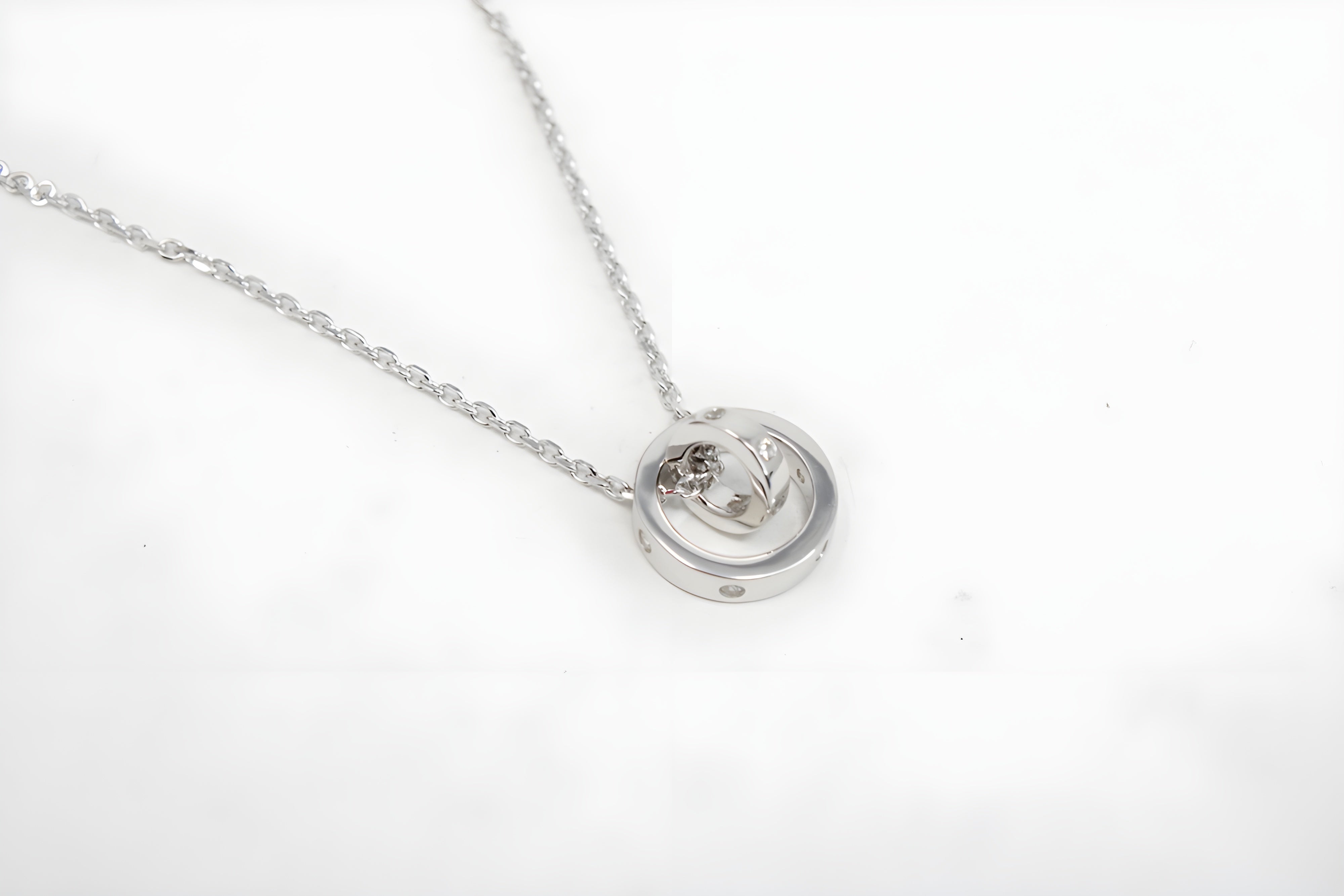 Sterling Silver VeeLux Premium Crystal Dual Circular Ring Pendant