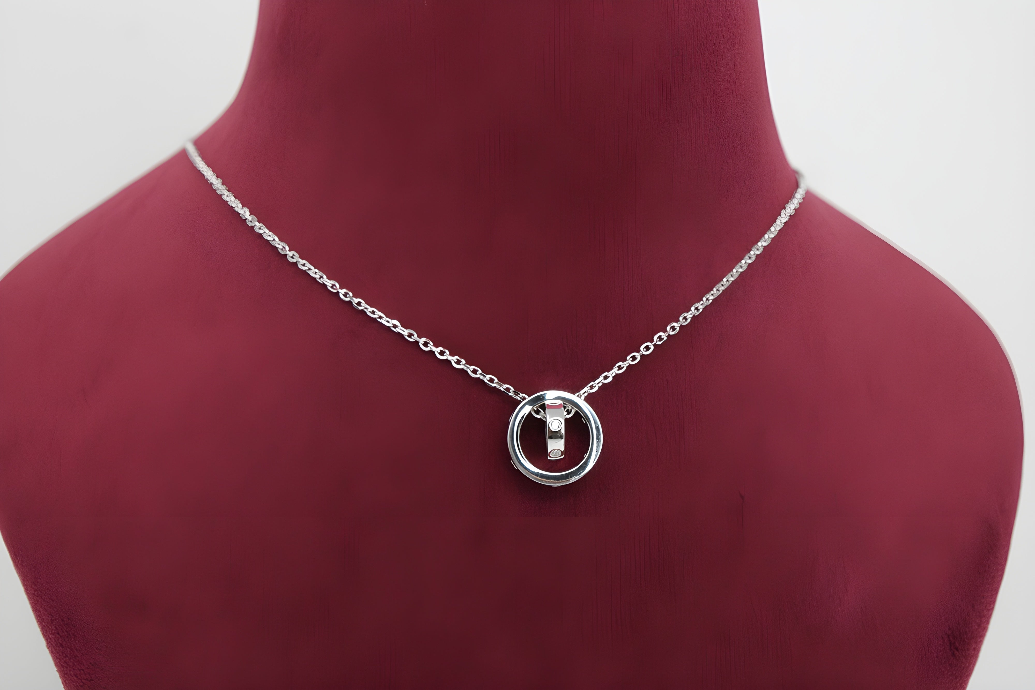 Sterling Silver VeeLux Premium Crystal Dual Circular Ring Pendant