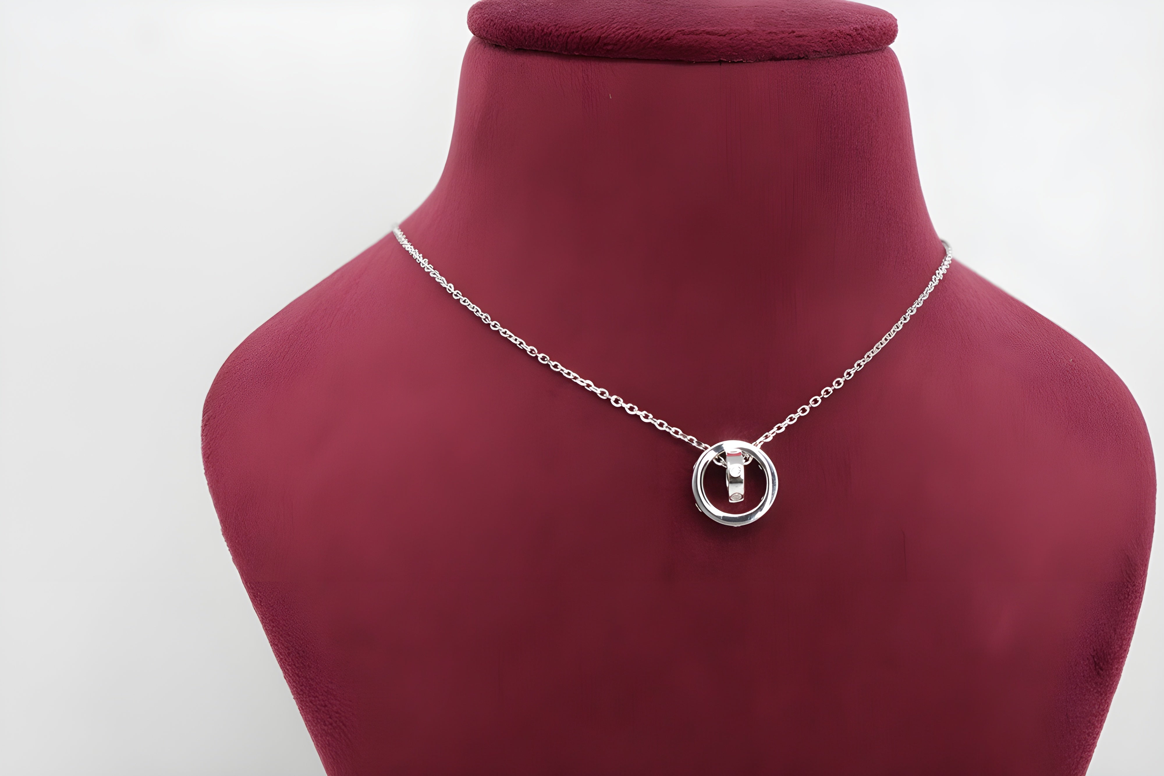 Sterling Silver VeeLux Premium Crystal Dual Circular Ring Pendant