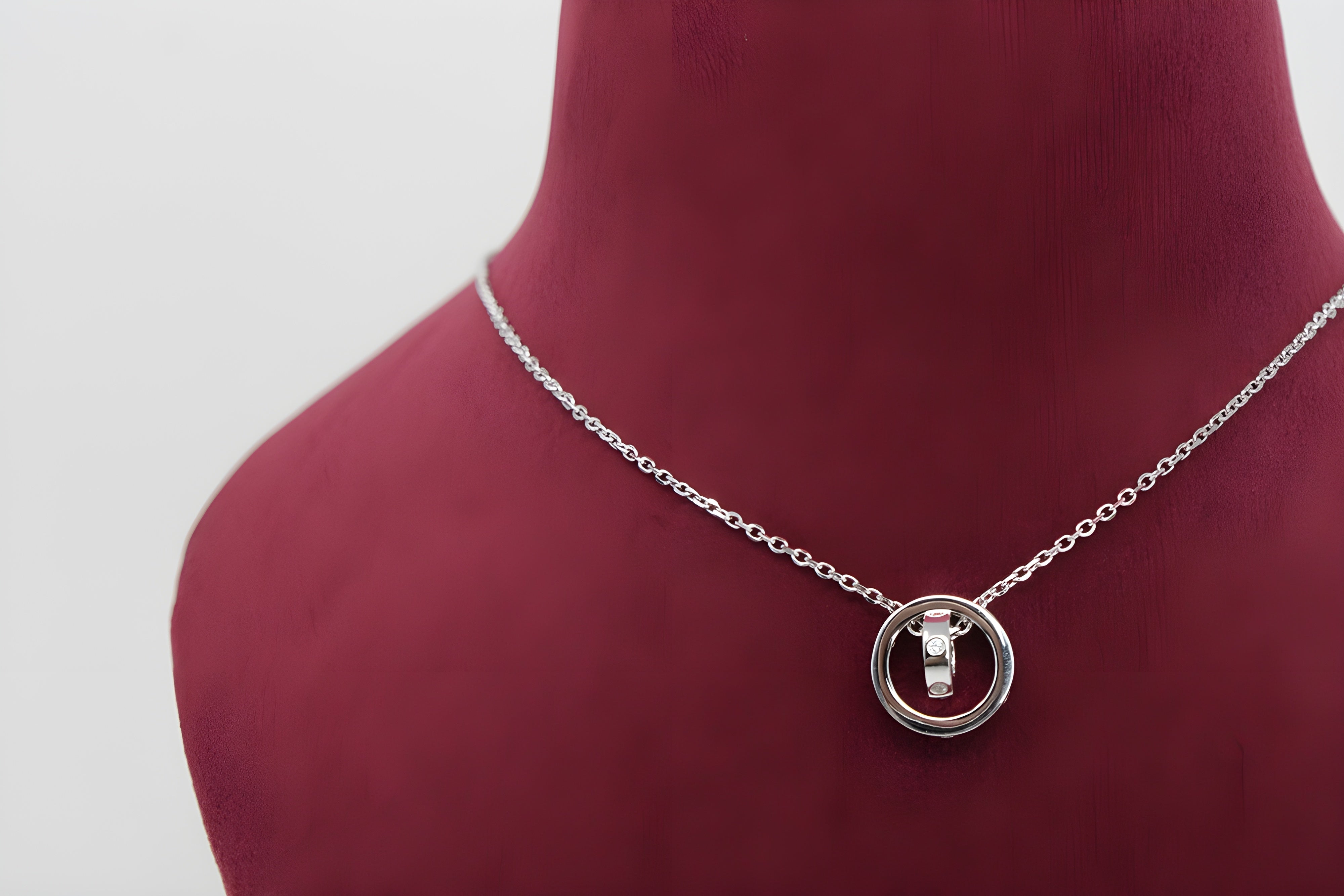 Sterling Silver VeeLux Premium Crystal Dual Circular Ring Pendant