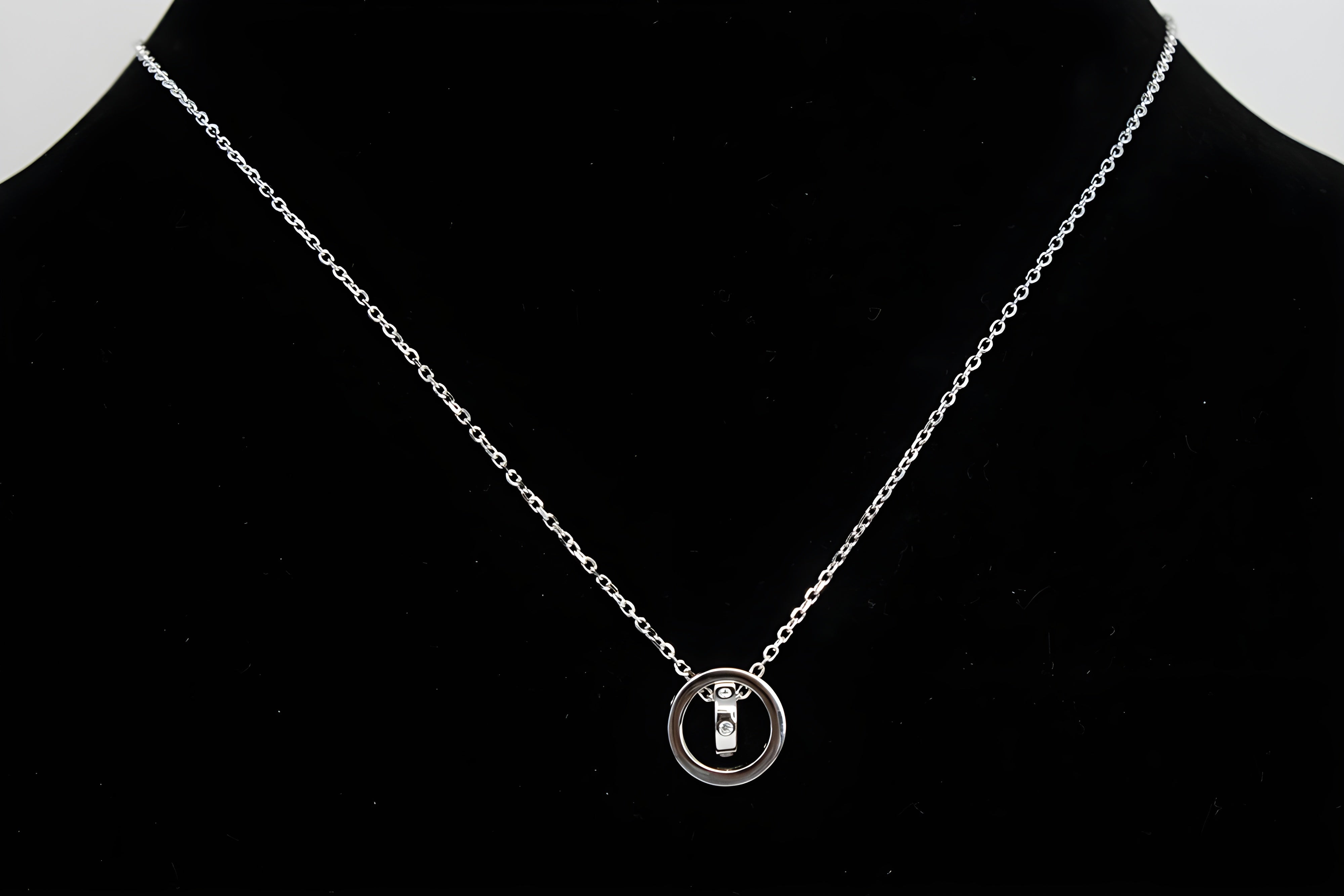 Sterling Silver VeeLux Premium Crystal Dual Circular Ring Pendant