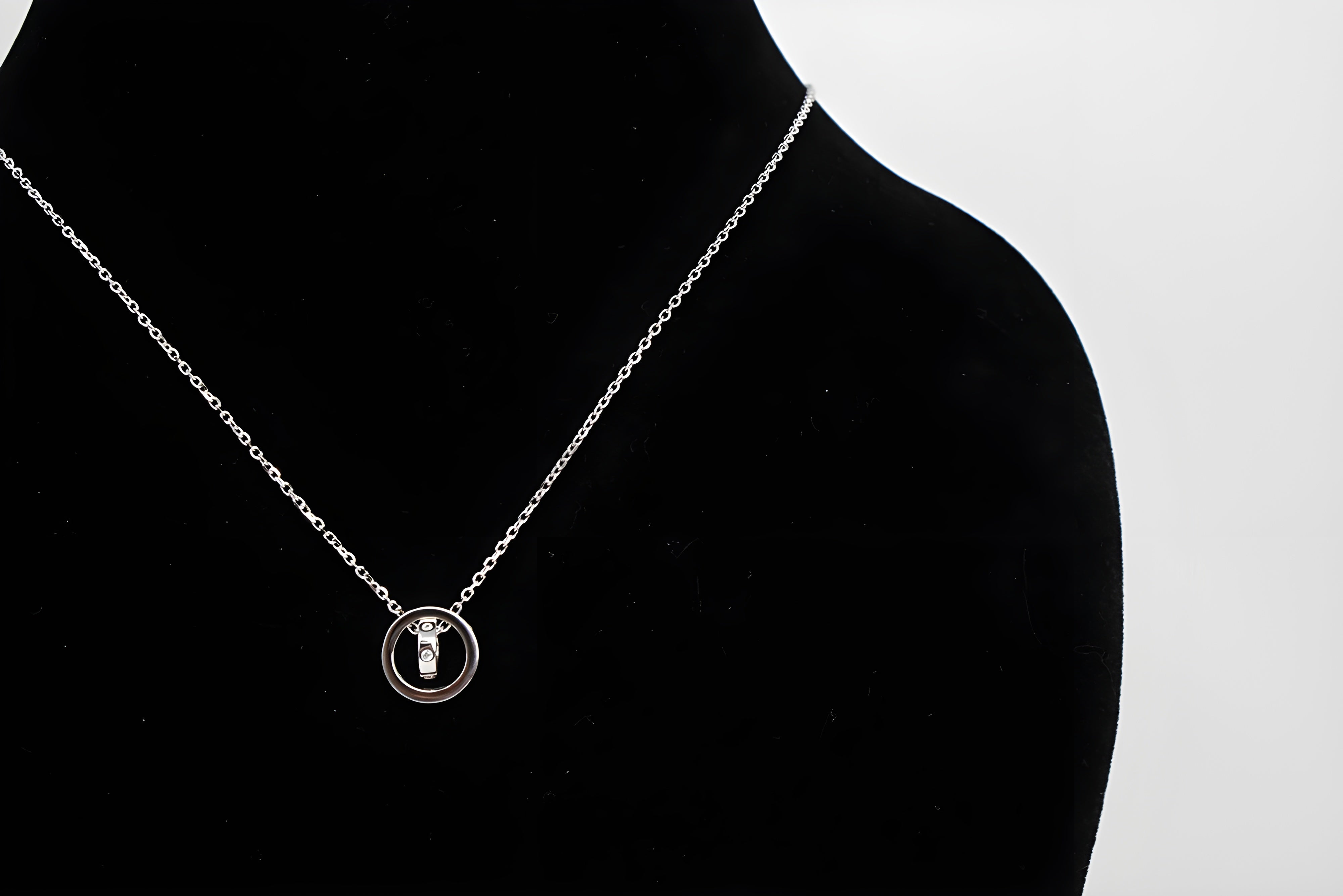 Sterling Silver VeeLux Premium Crystal Dual Circular Ring Pendant