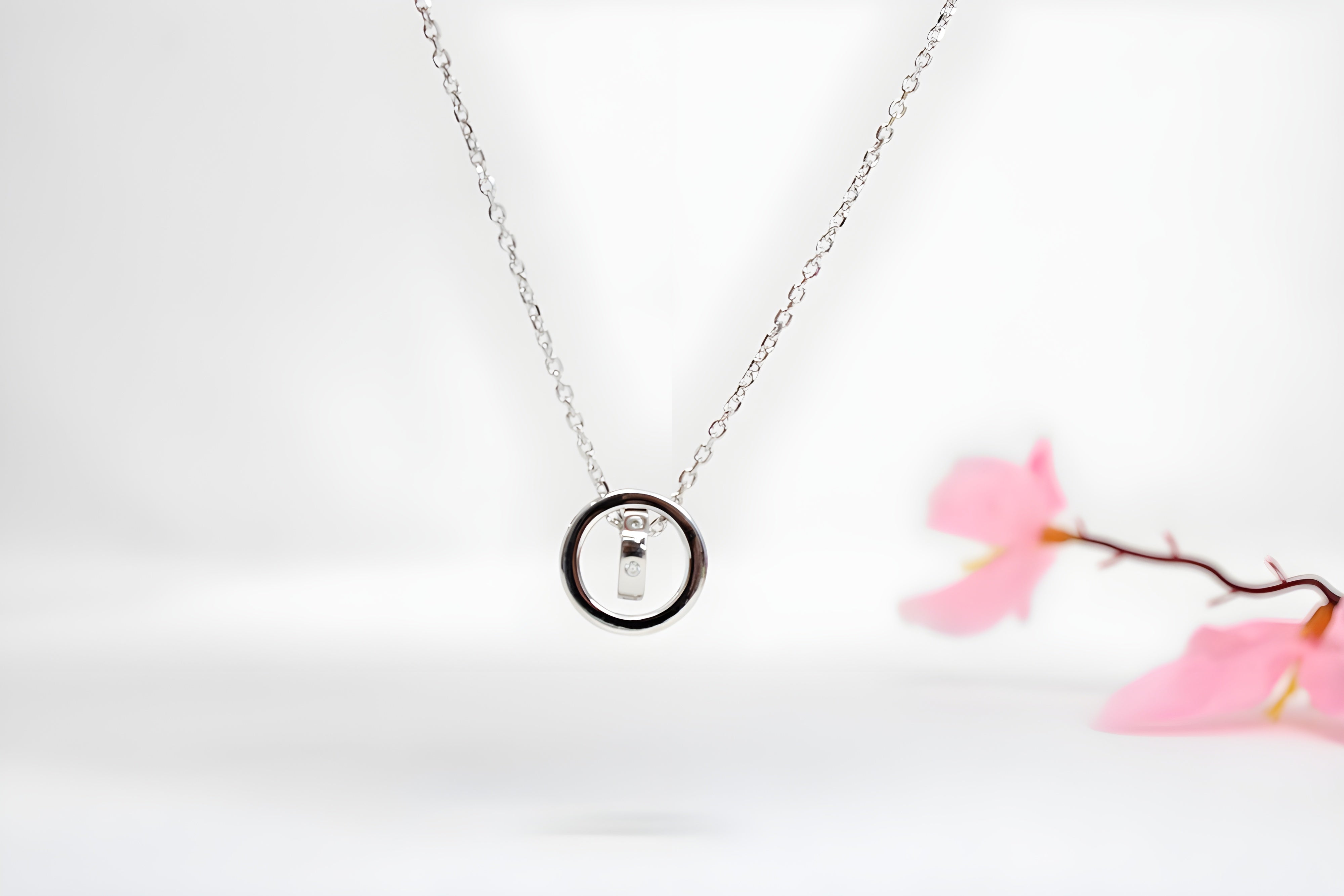 Sterling Silver VeeLux Premium Crystal Dual Circular Ring Pendant