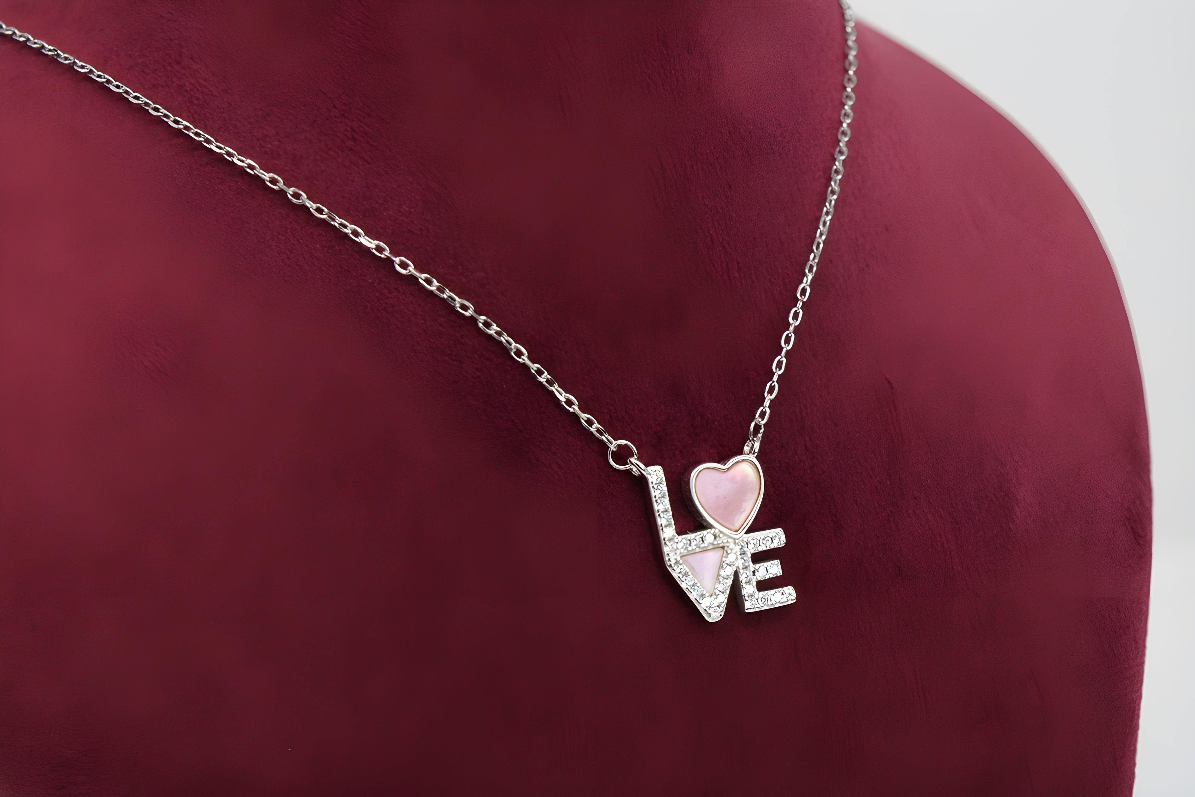 Sterling Silver VeeLux Premium Crystal LOVE Pendant