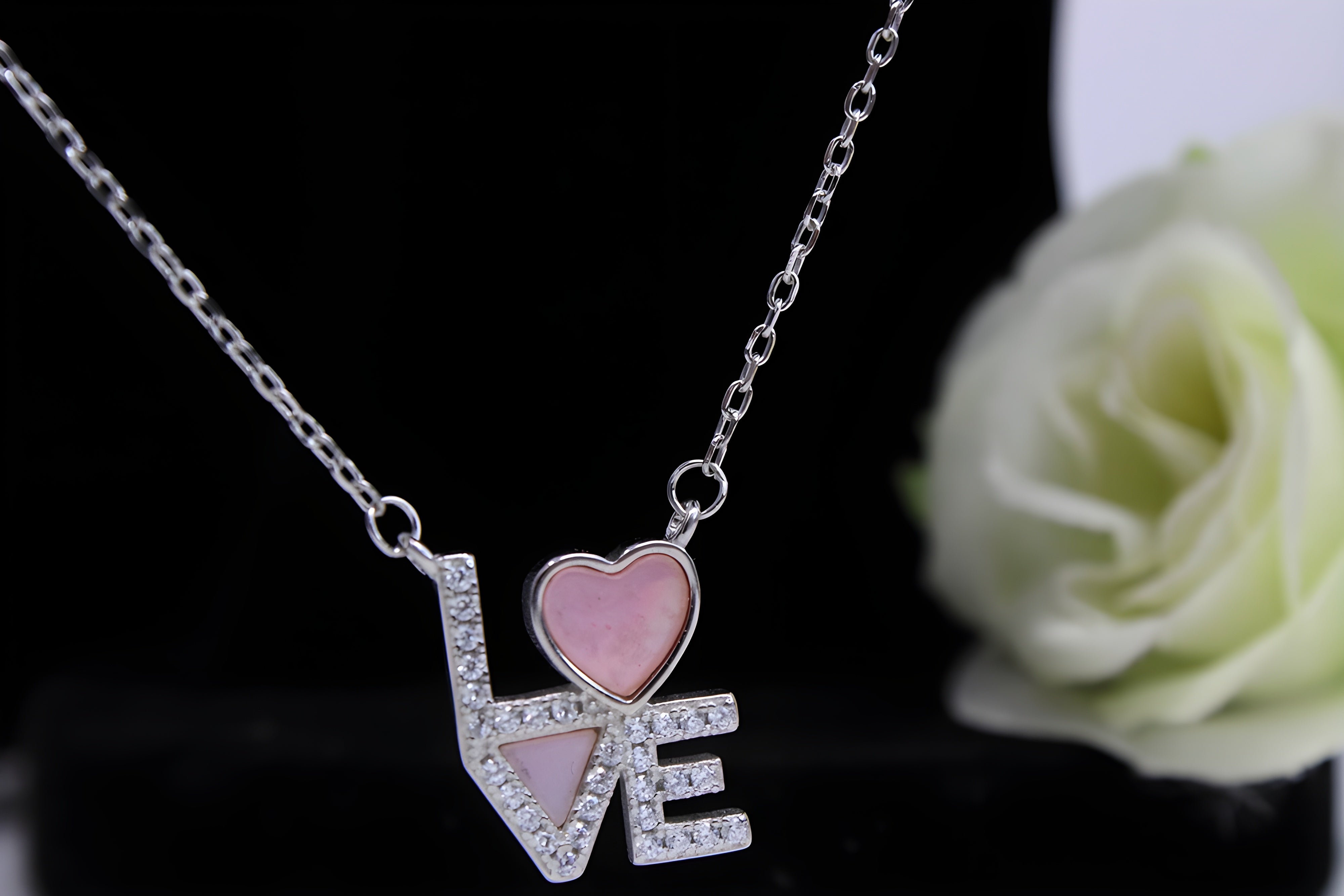 Sterling Silver VeeLux Premium Crystal LOVE Pendant