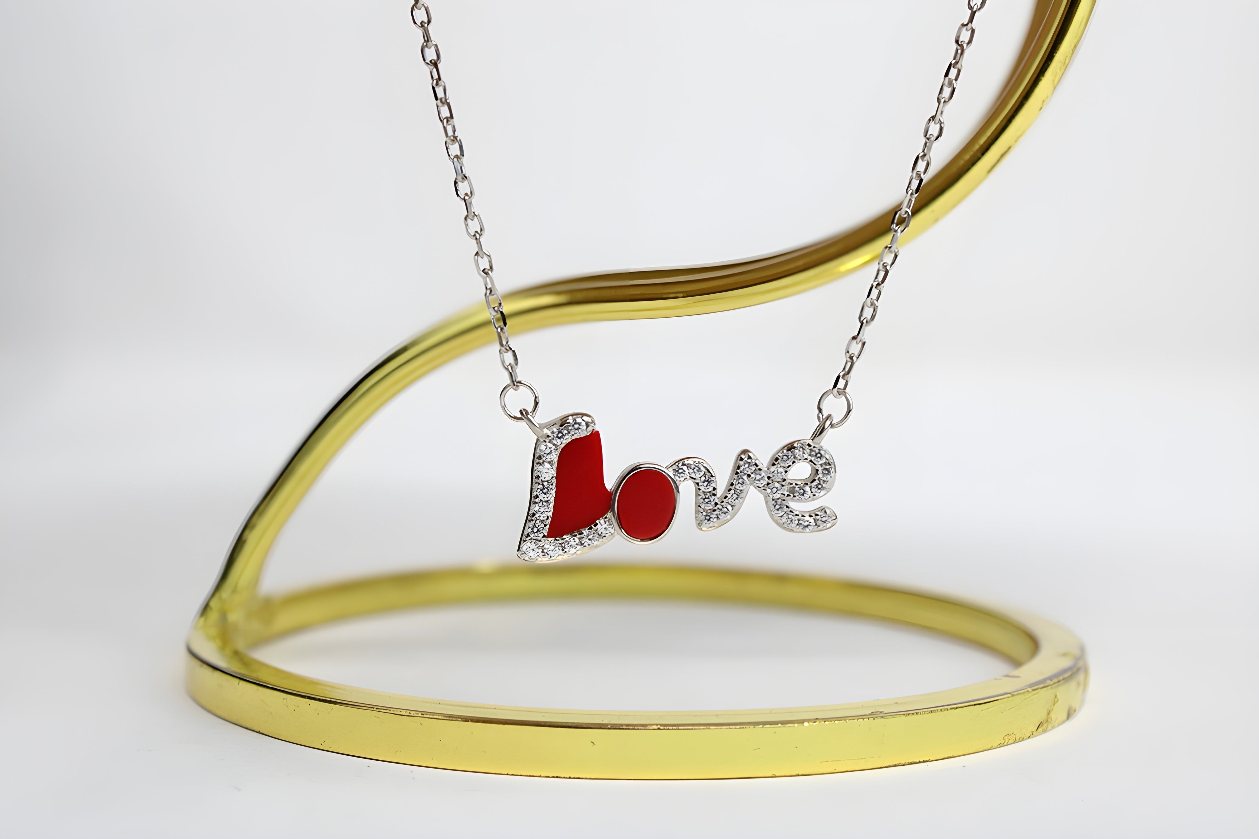 Sterling Silver VeeLux Premium Crystal LOVE Written Pendant