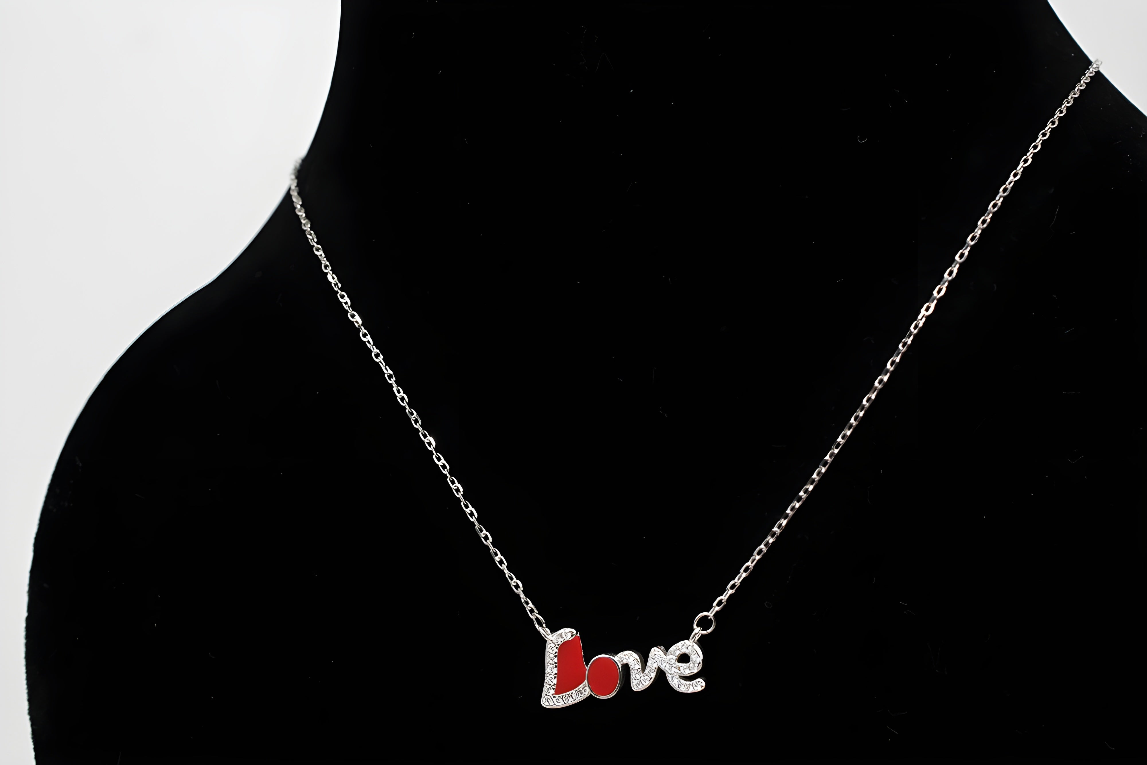 Sterling Silver VeeLux Premium Crystal LOVE Written Pendant