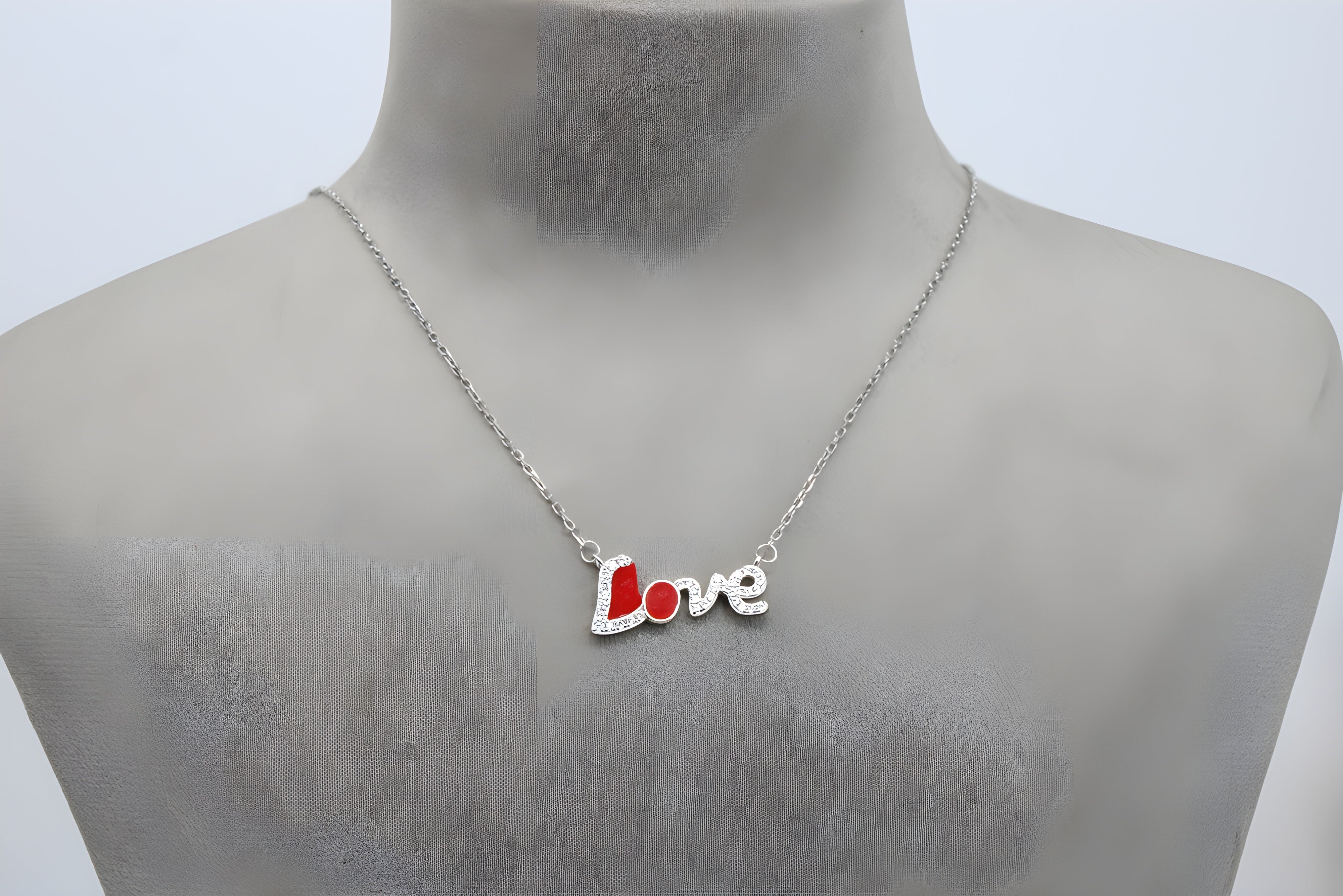 Sterling Silver VeeLux Premium Crystal LOVE Written Pendant