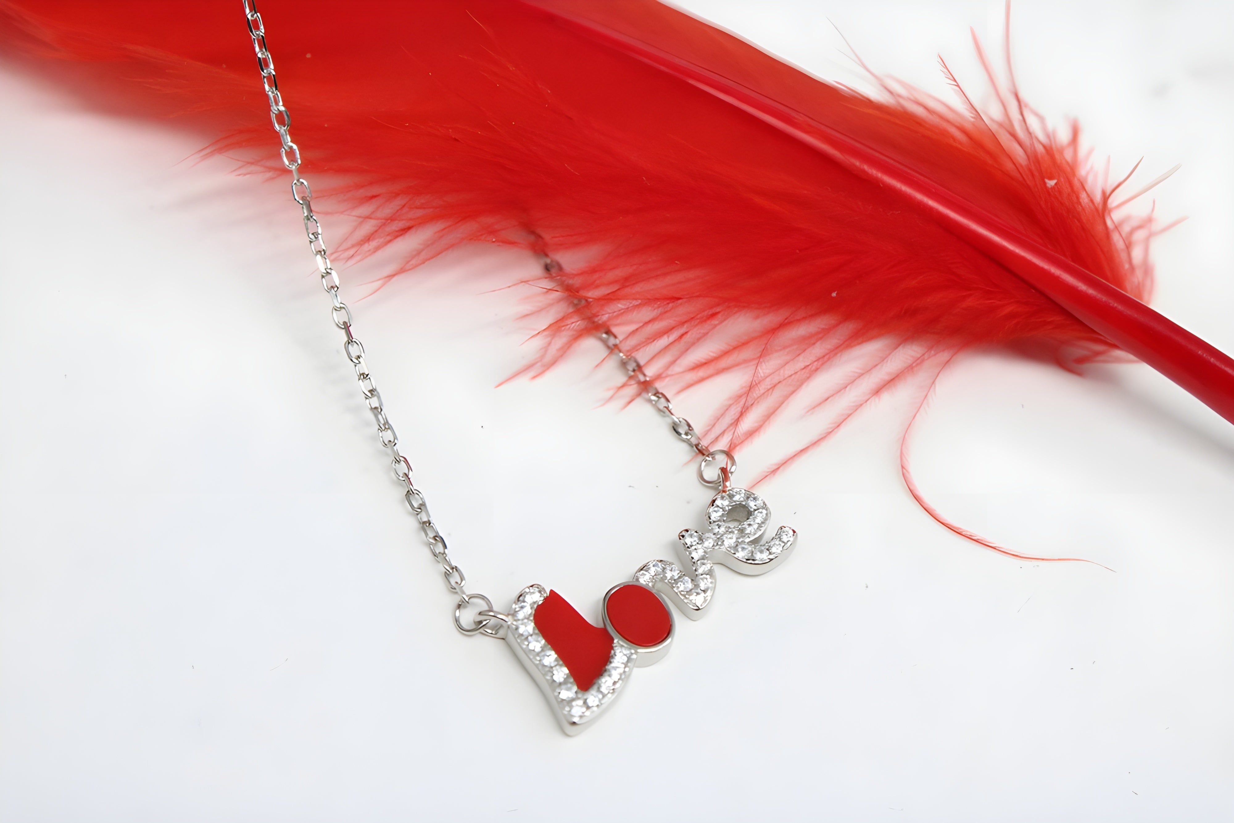 Sterling Silver VeeLux Premium Crystal LOVE Written Pendant