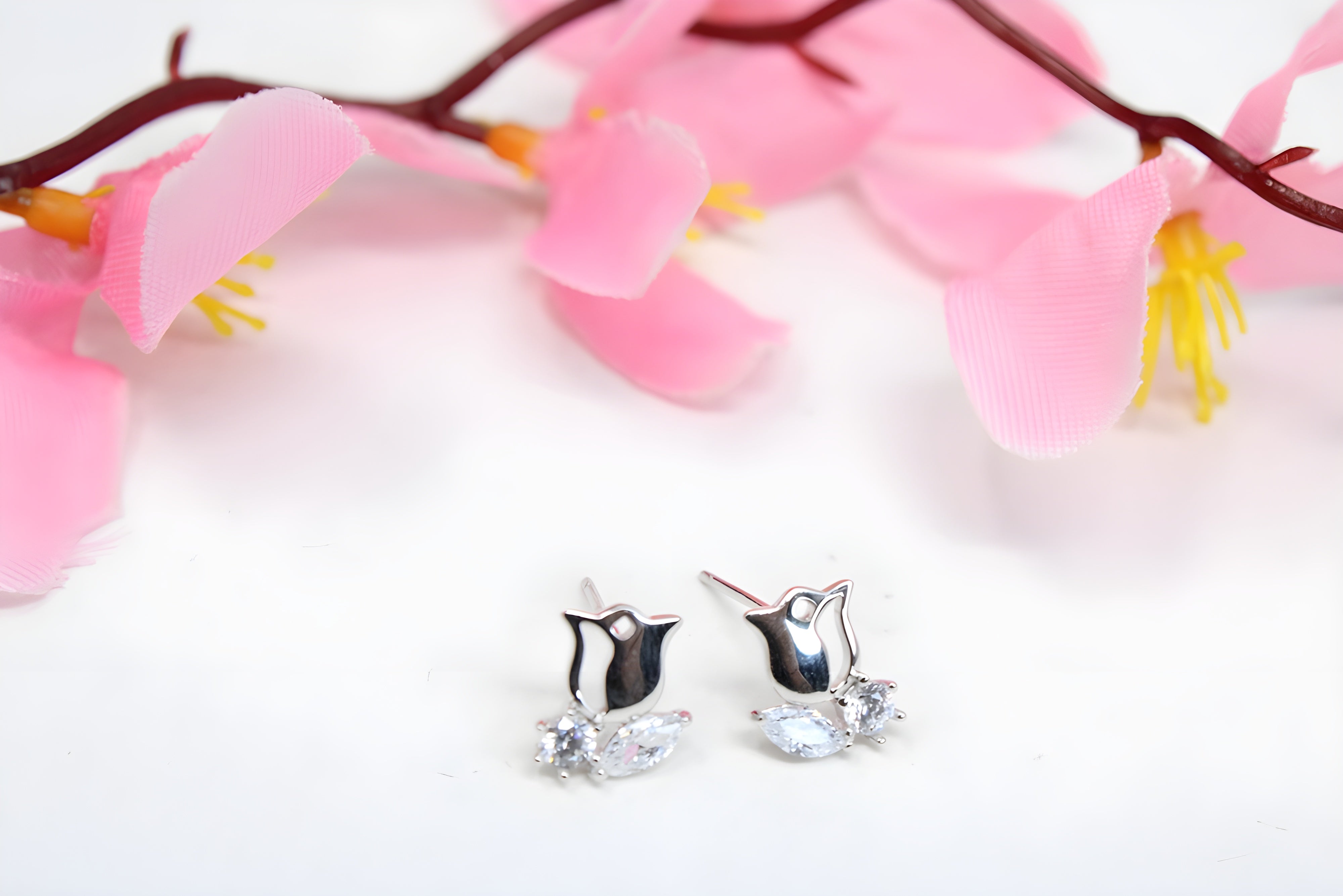 Chic Cascade Sterling Silver Crystal Earrings