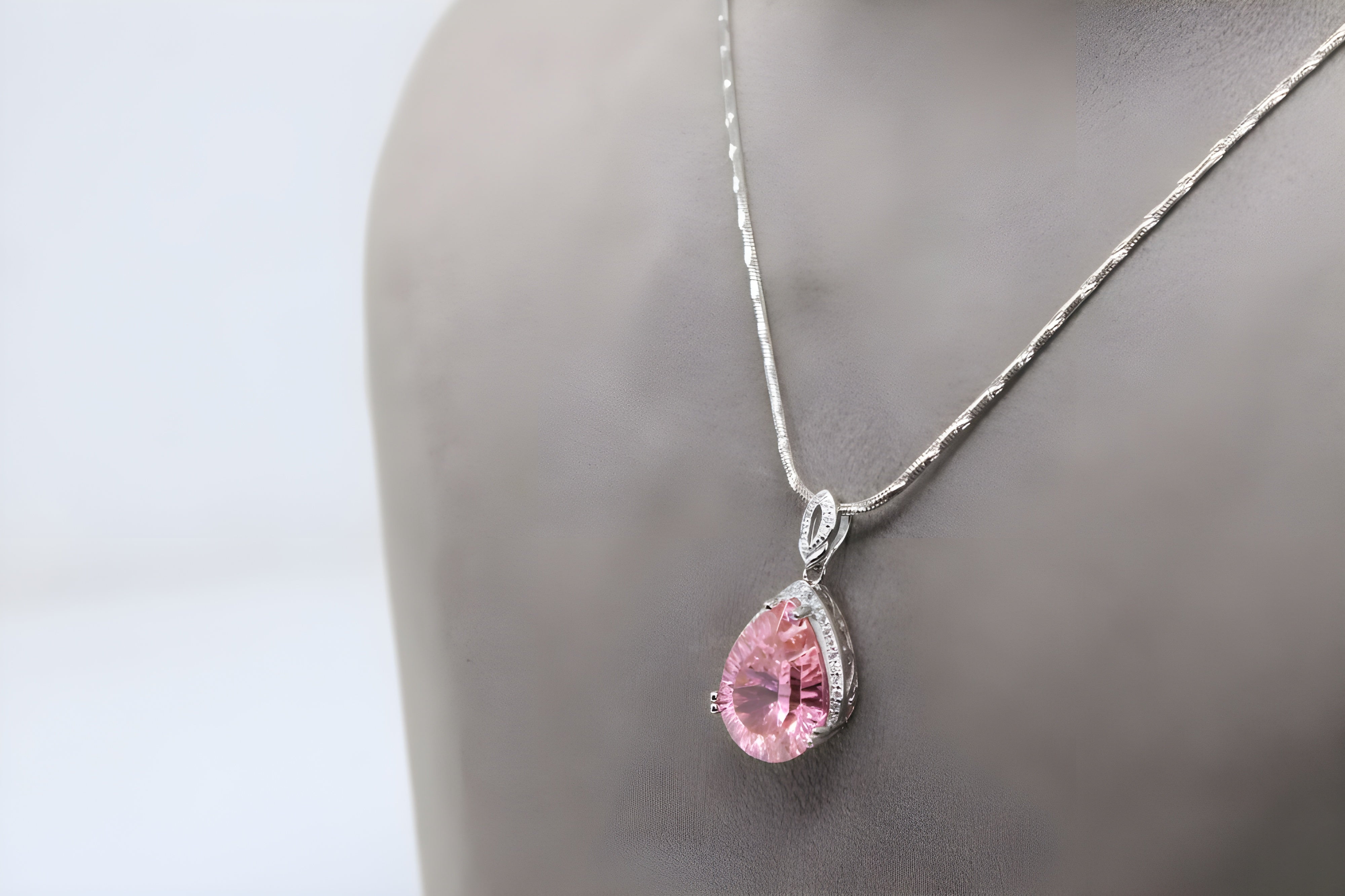 Rose Blossom Elegance Teardrop Pendant with VeeLux Crystals