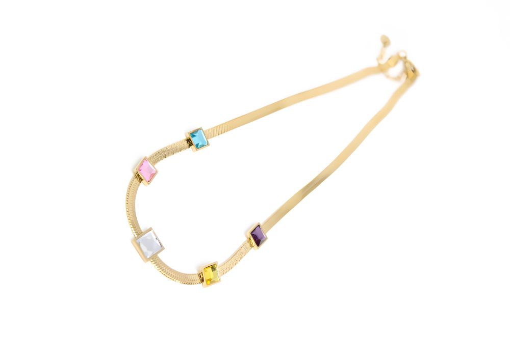 Golden Aura Gem Necklace