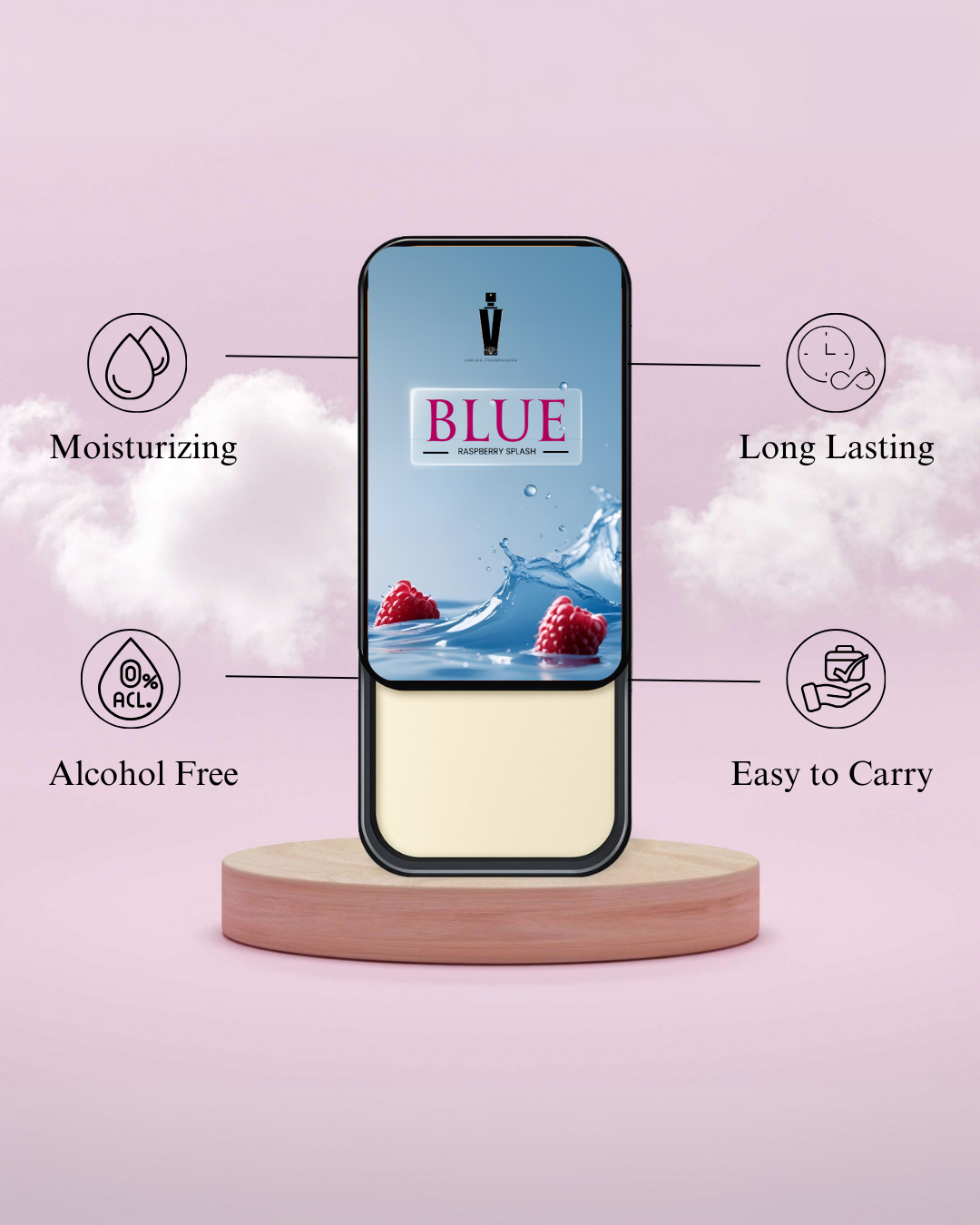 Blue Raspberry Splash – Fruity Sweet Solid Perfume for Women | Travel-Friendly & Long-Lasting