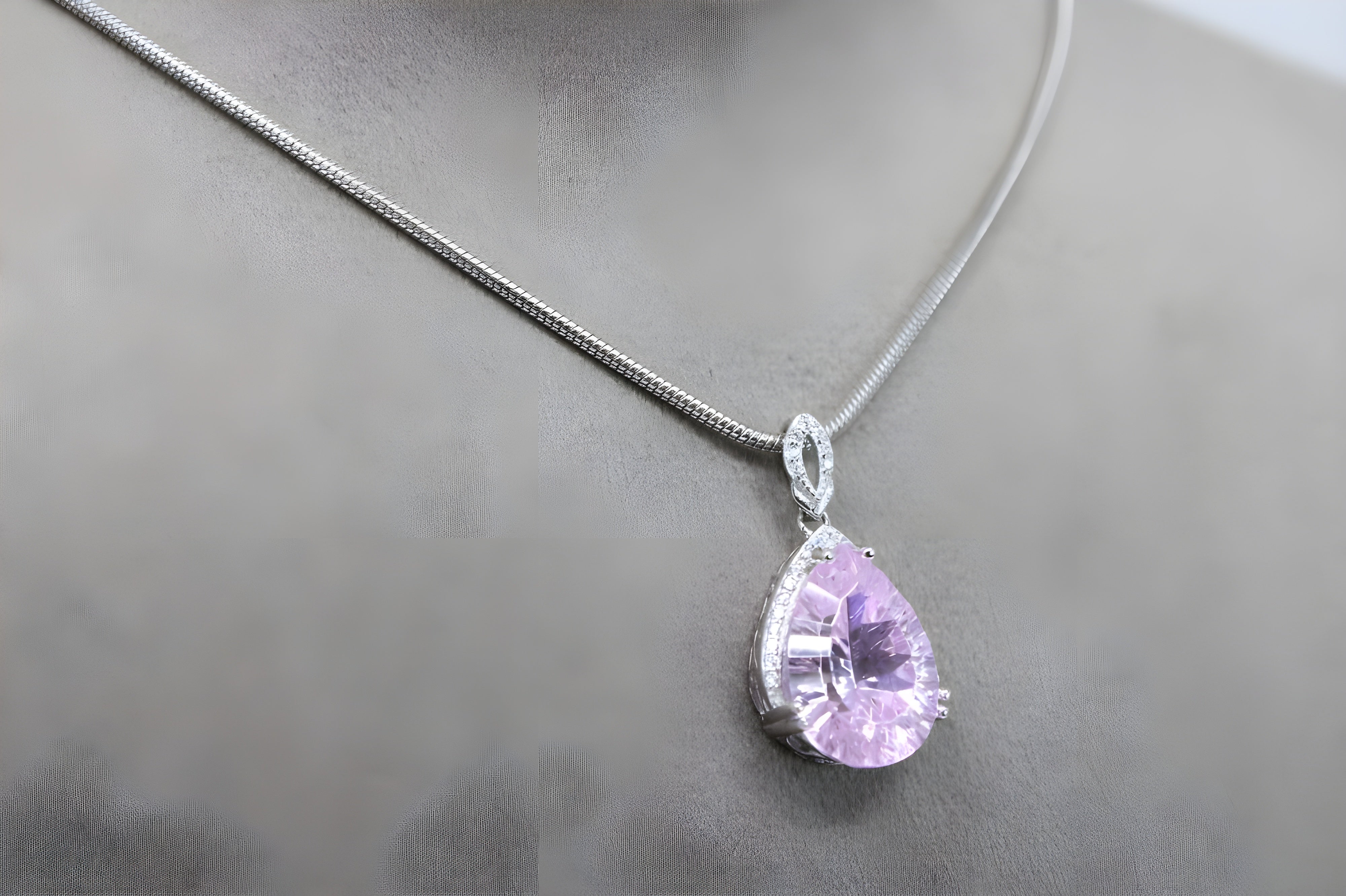 Blush Serenity Teardrop Pendant with VeeLux Crystal Accents