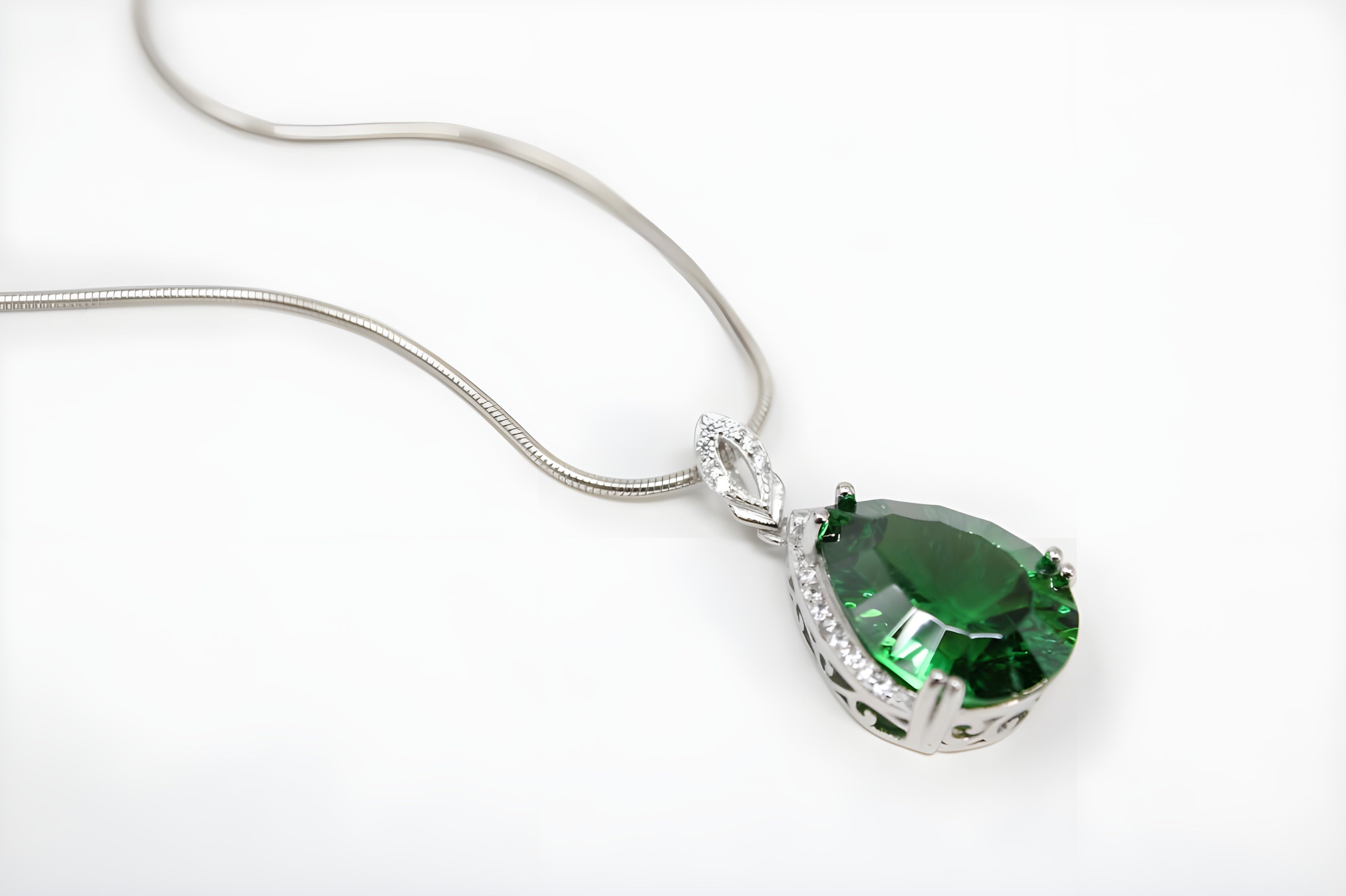 Emerald Allure Teardrop Pendant with VeeLux Crystal Accents