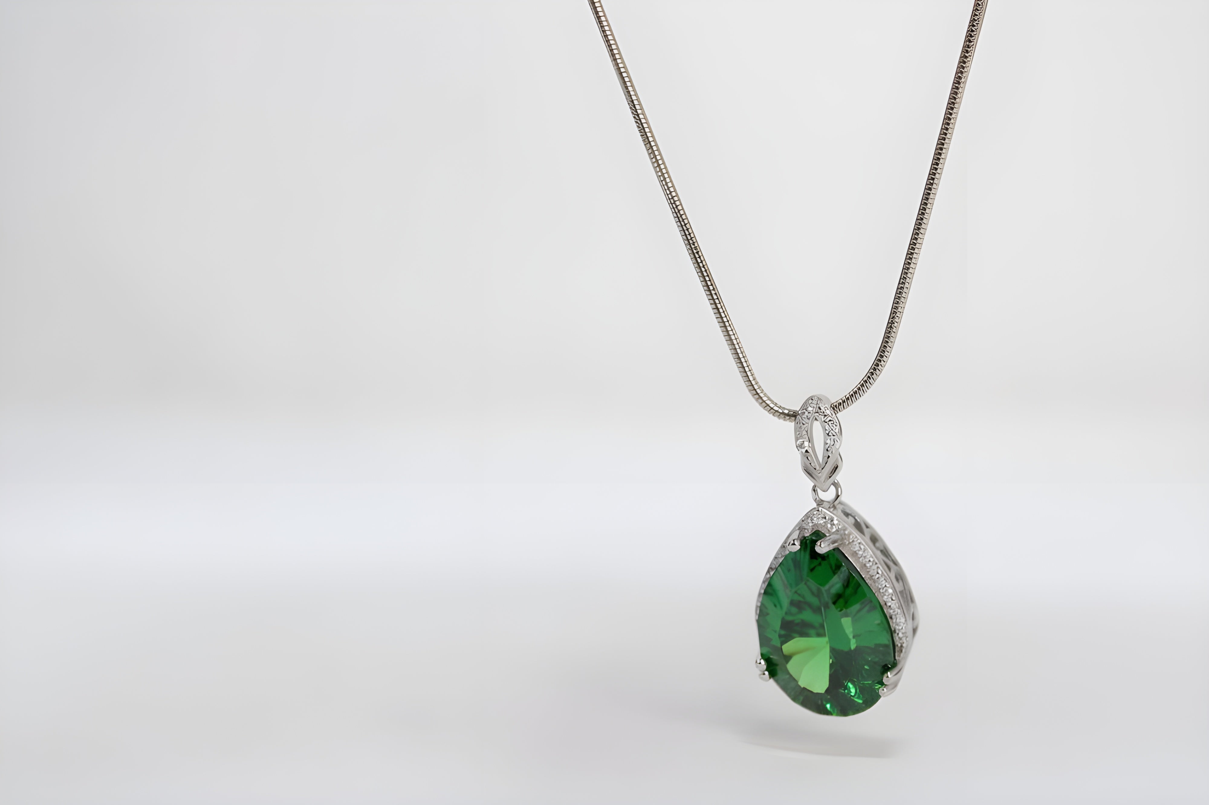 Emerald Allure Teardrop Pendant with VeeLux Crystal Accents