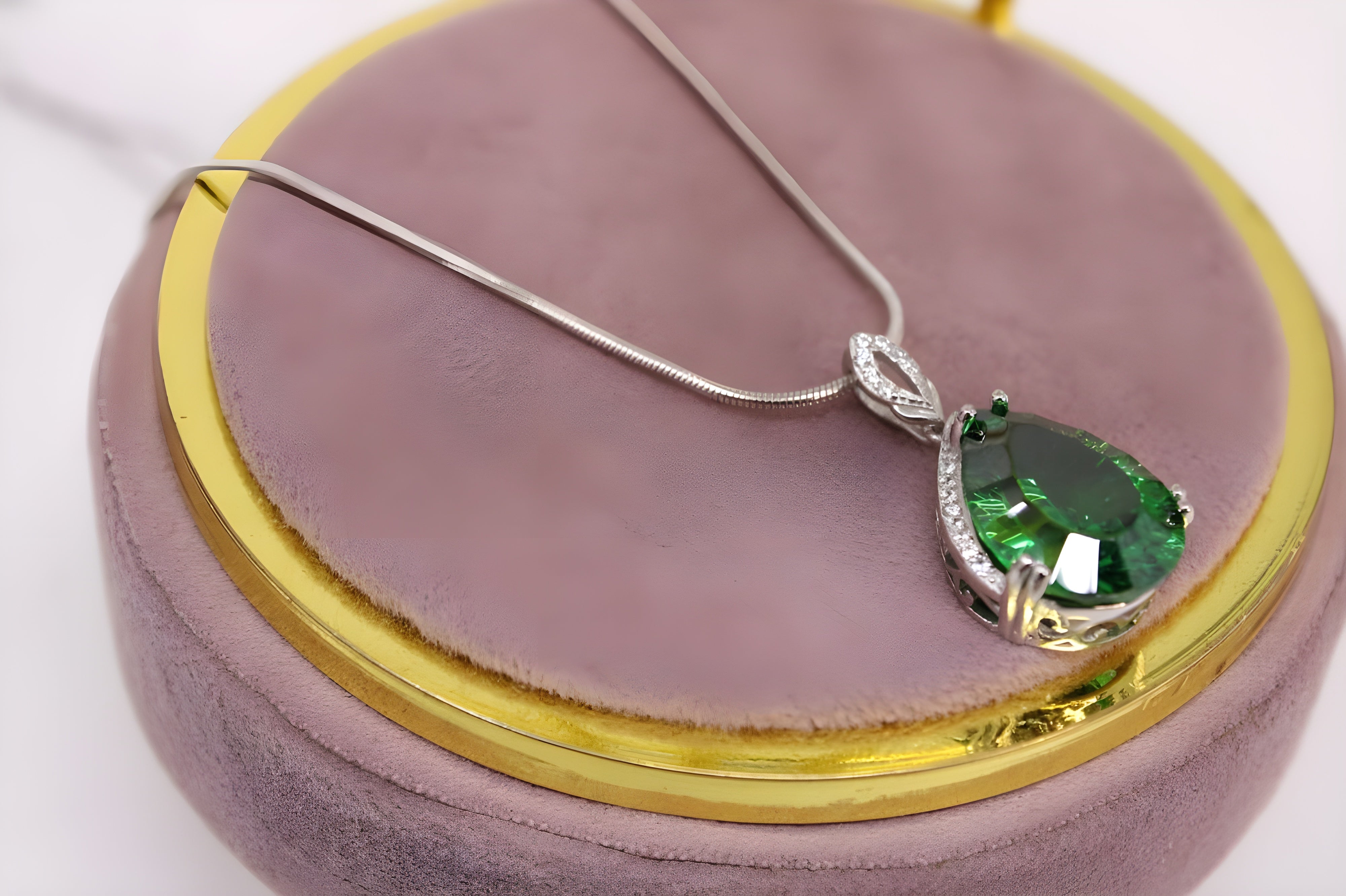 Emerald Allure Teardrop Pendant with VeeLux Crystal Accents