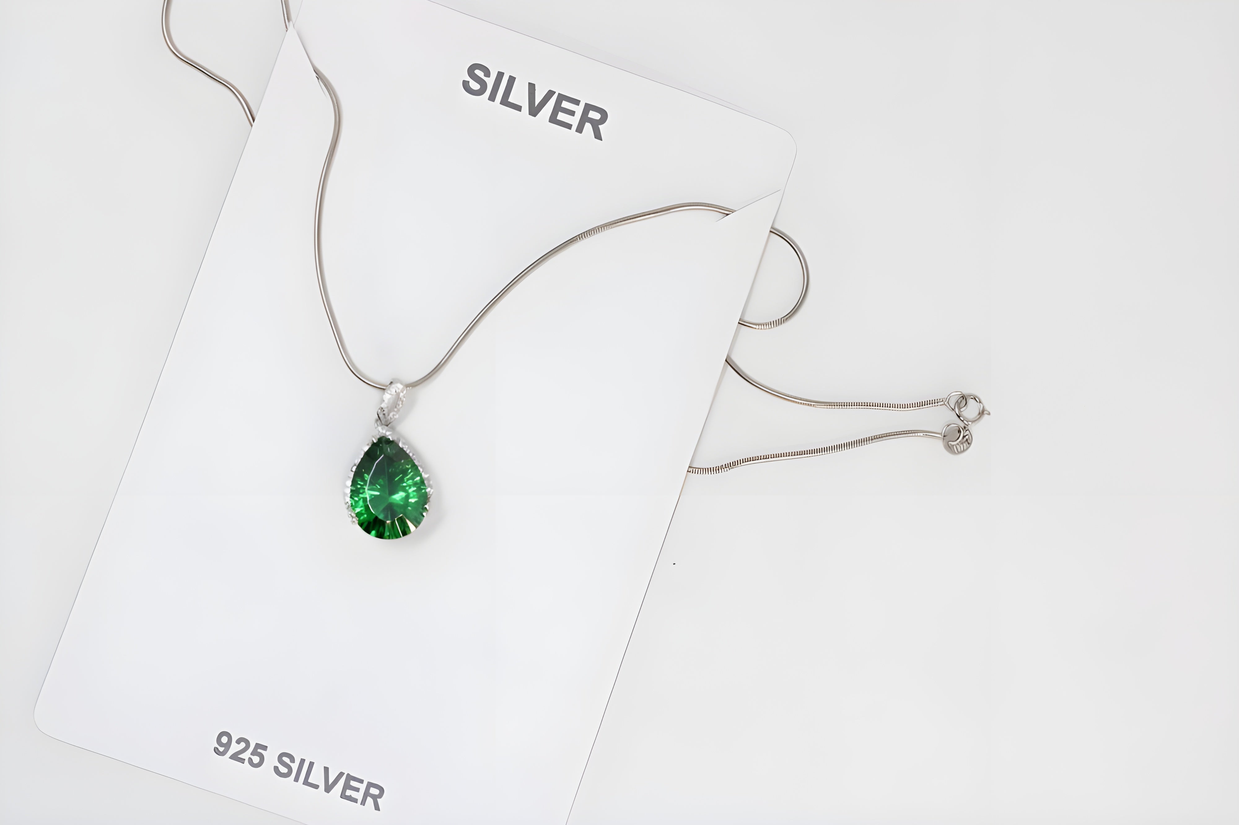 Emerald Allure Teardrop Pendant with VeeLux Crystal Accents