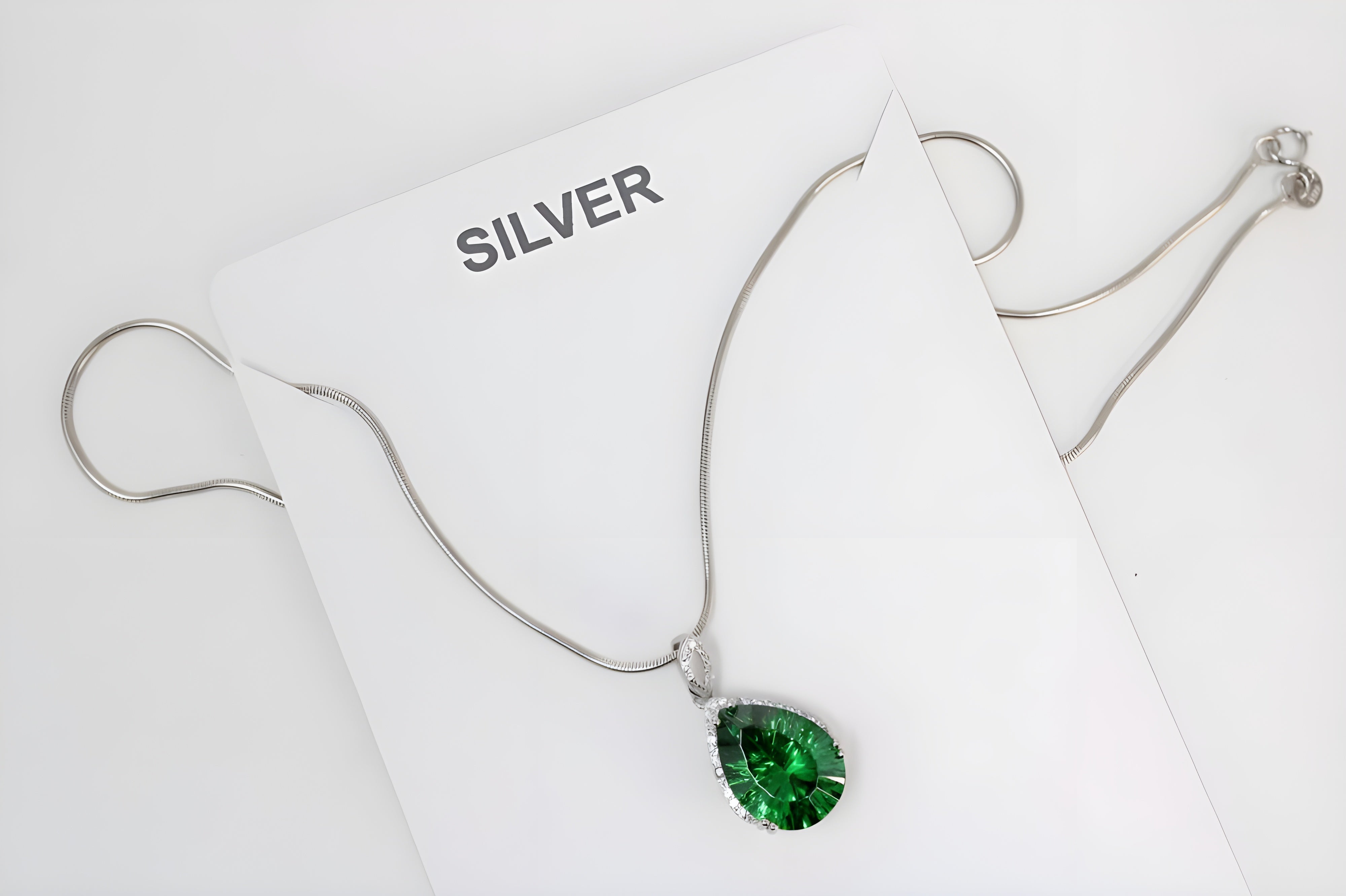 Emerald Allure Teardrop Pendant with VeeLux Crystal Accents