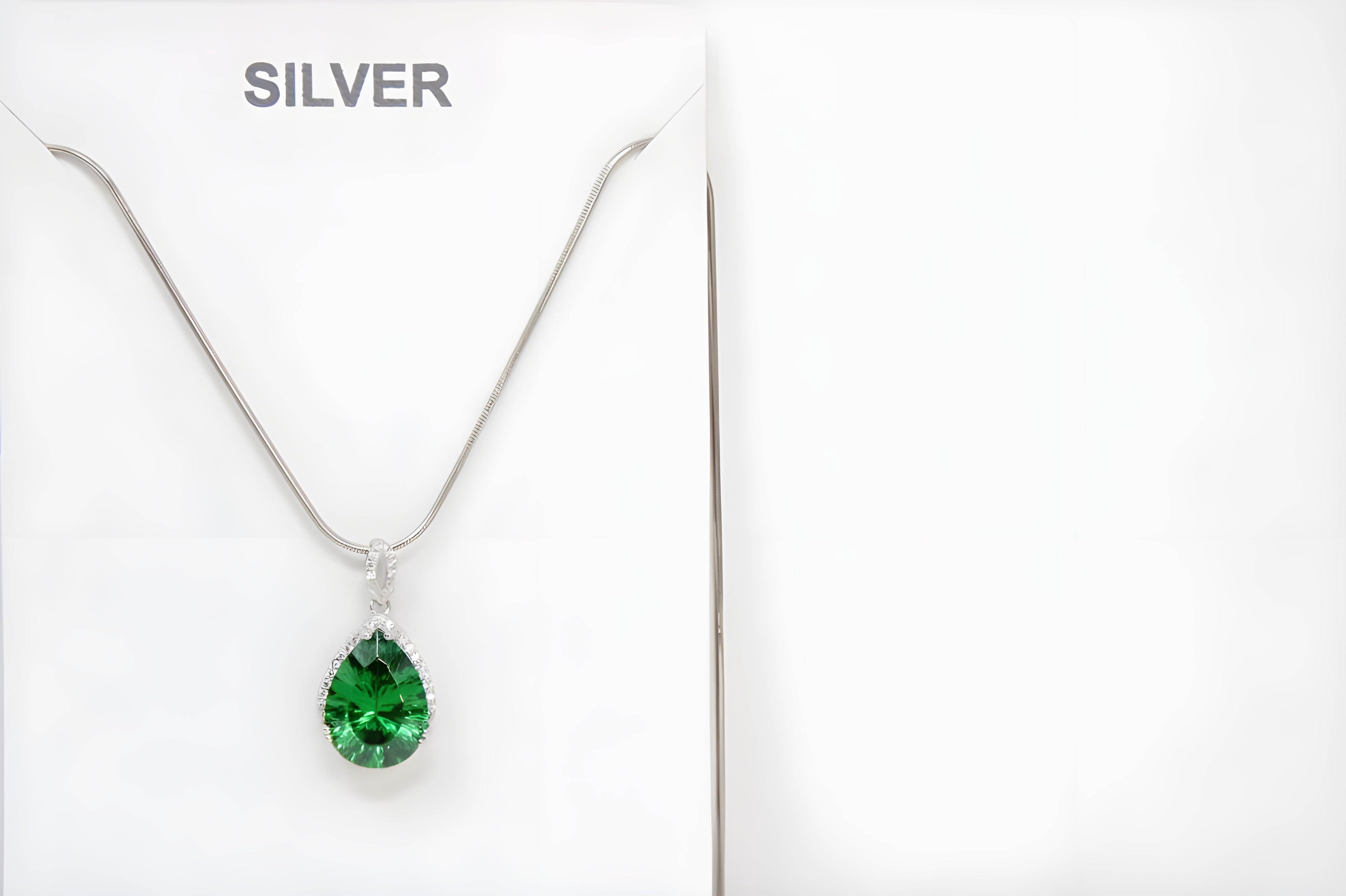 Emerald Allure Teardrop Pendant with VeeLux Crystal Accents