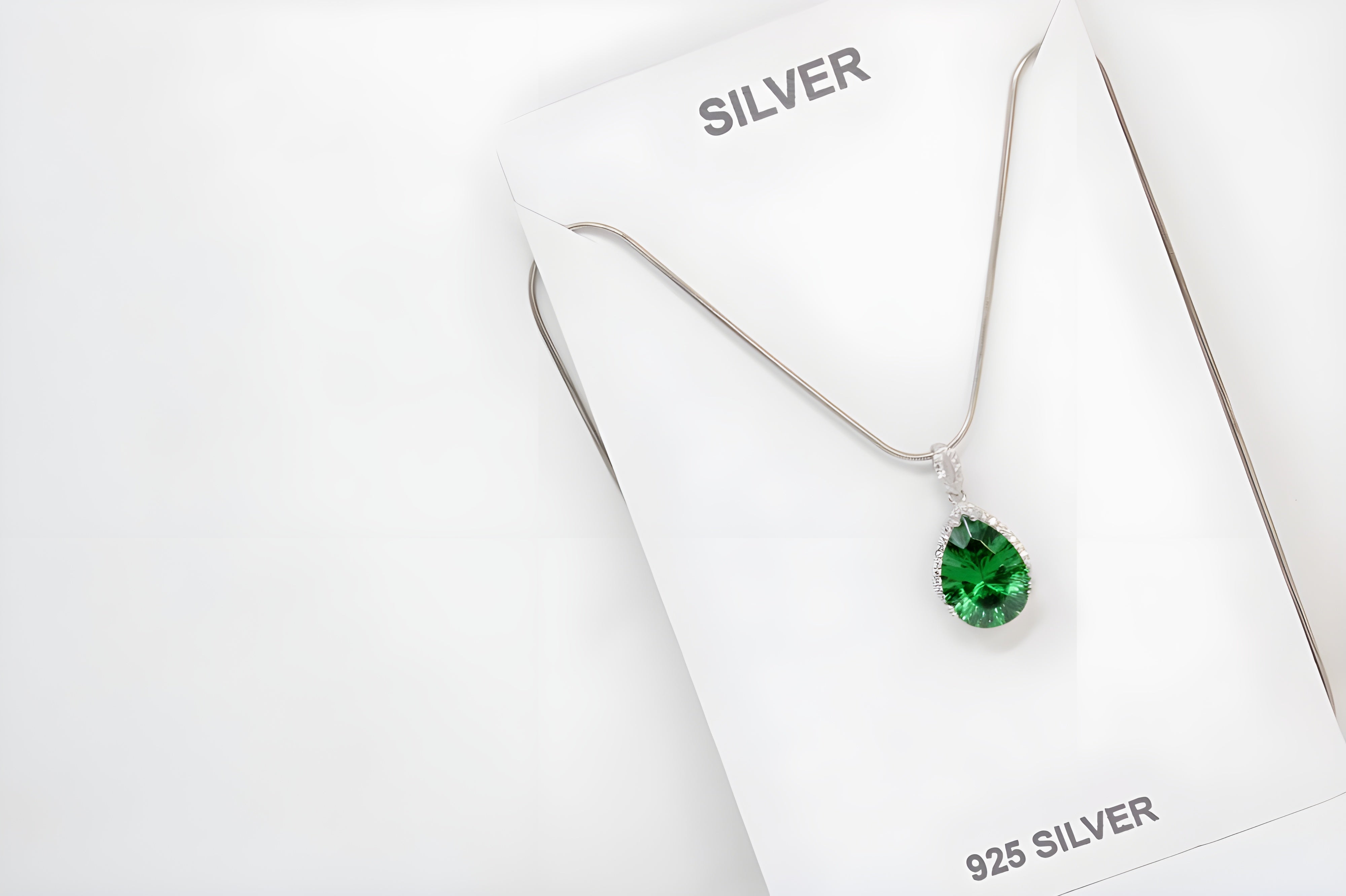 Emerald Allure Teardrop Pendant with VeeLux Crystal Accents