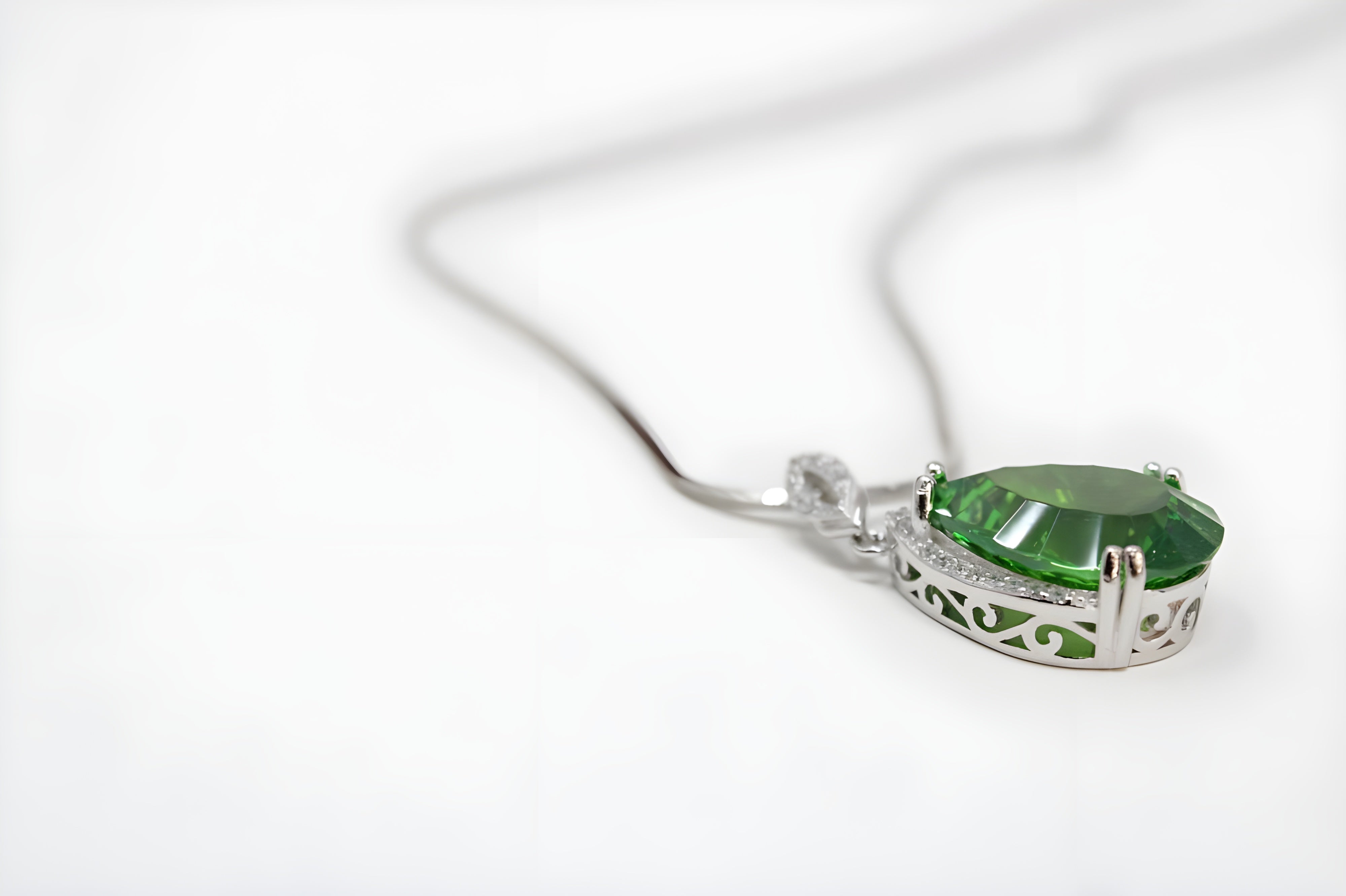 Verdant Charm Teardrop Pendant with VeeLux Crystal Halo