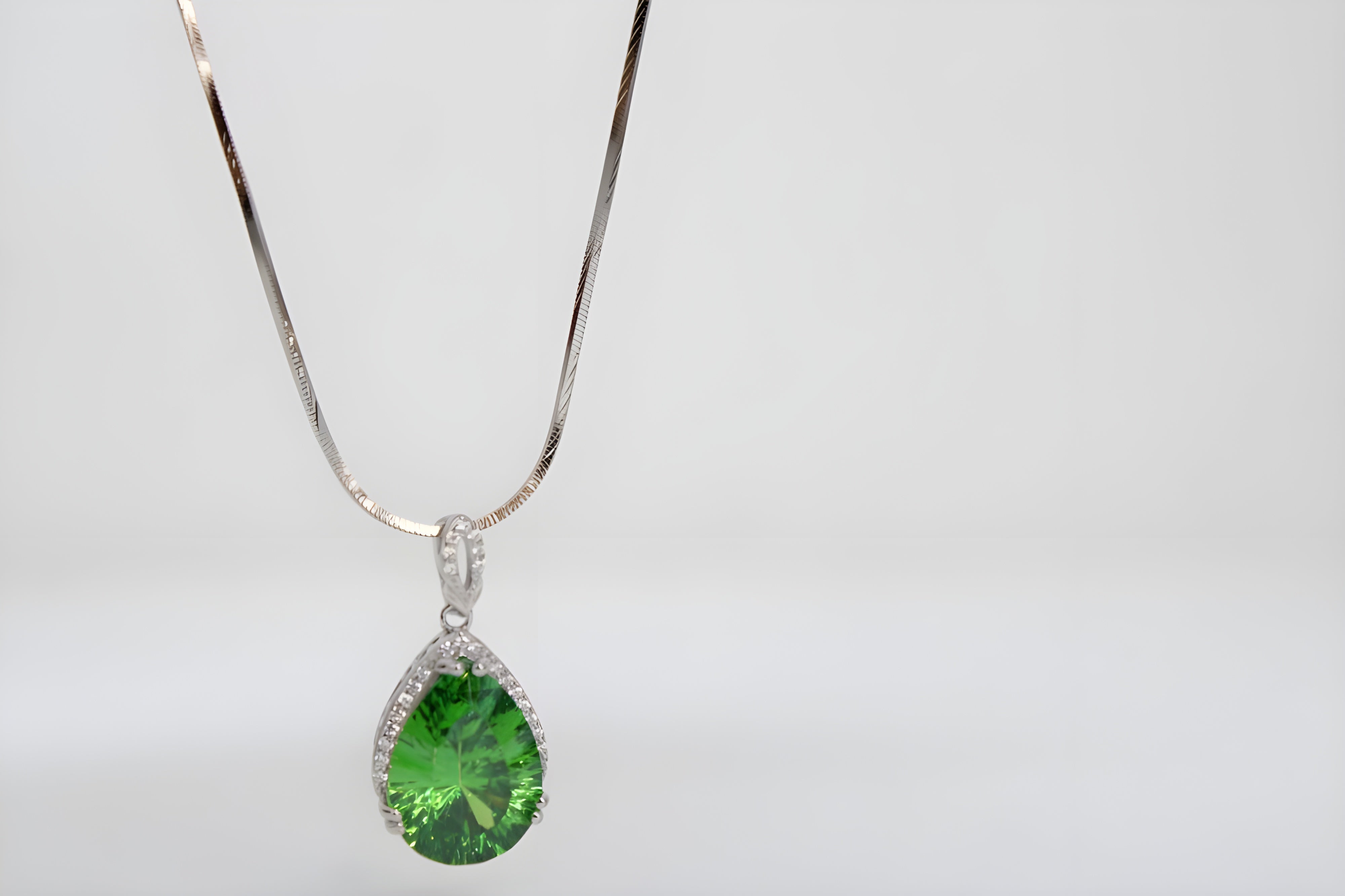 Verdant Charm Teardrop Pendant with VeeLux Crystal Halo