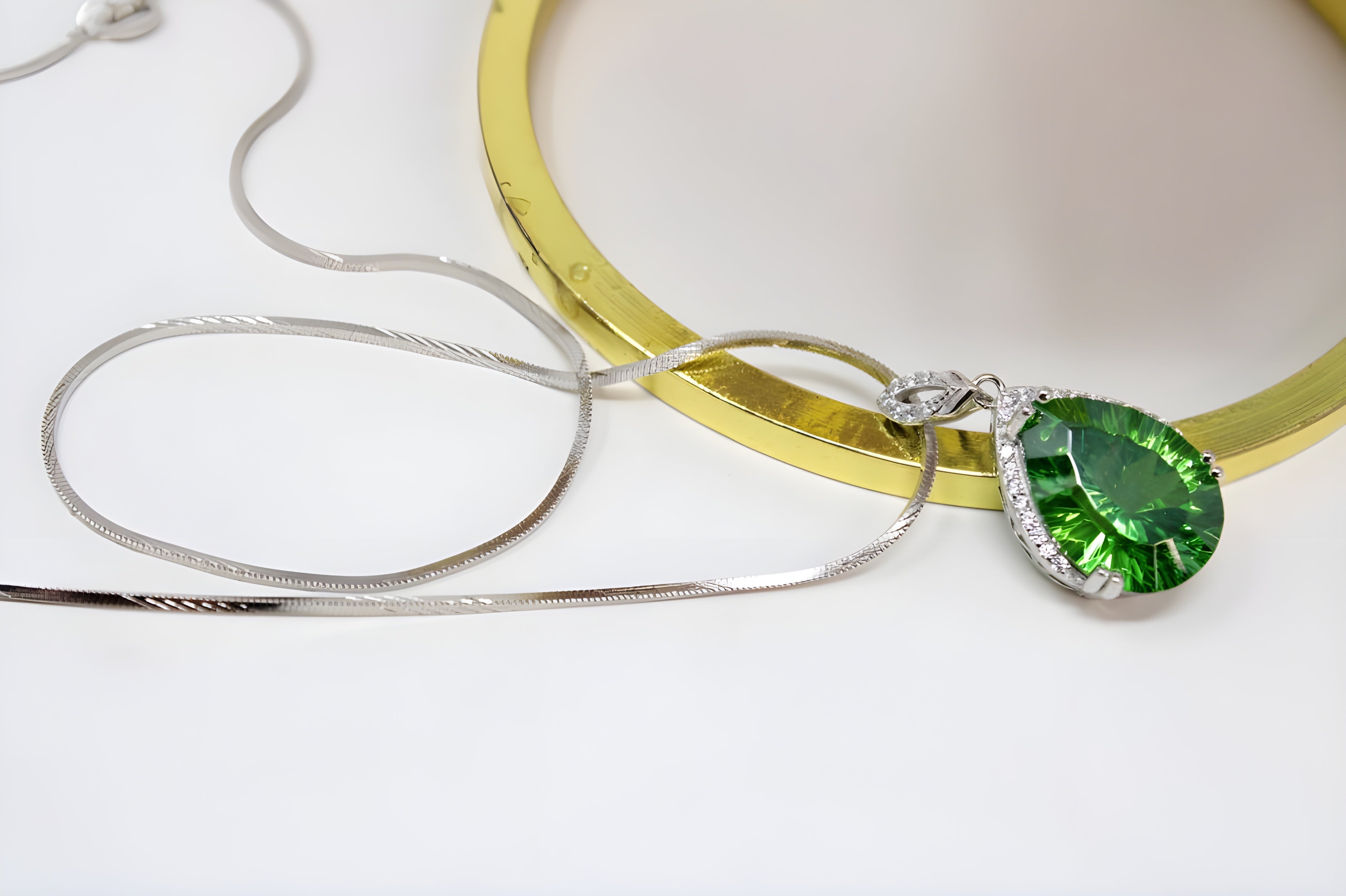 Verdant Charm Teardrop Pendant with VeeLux Crystal Halo