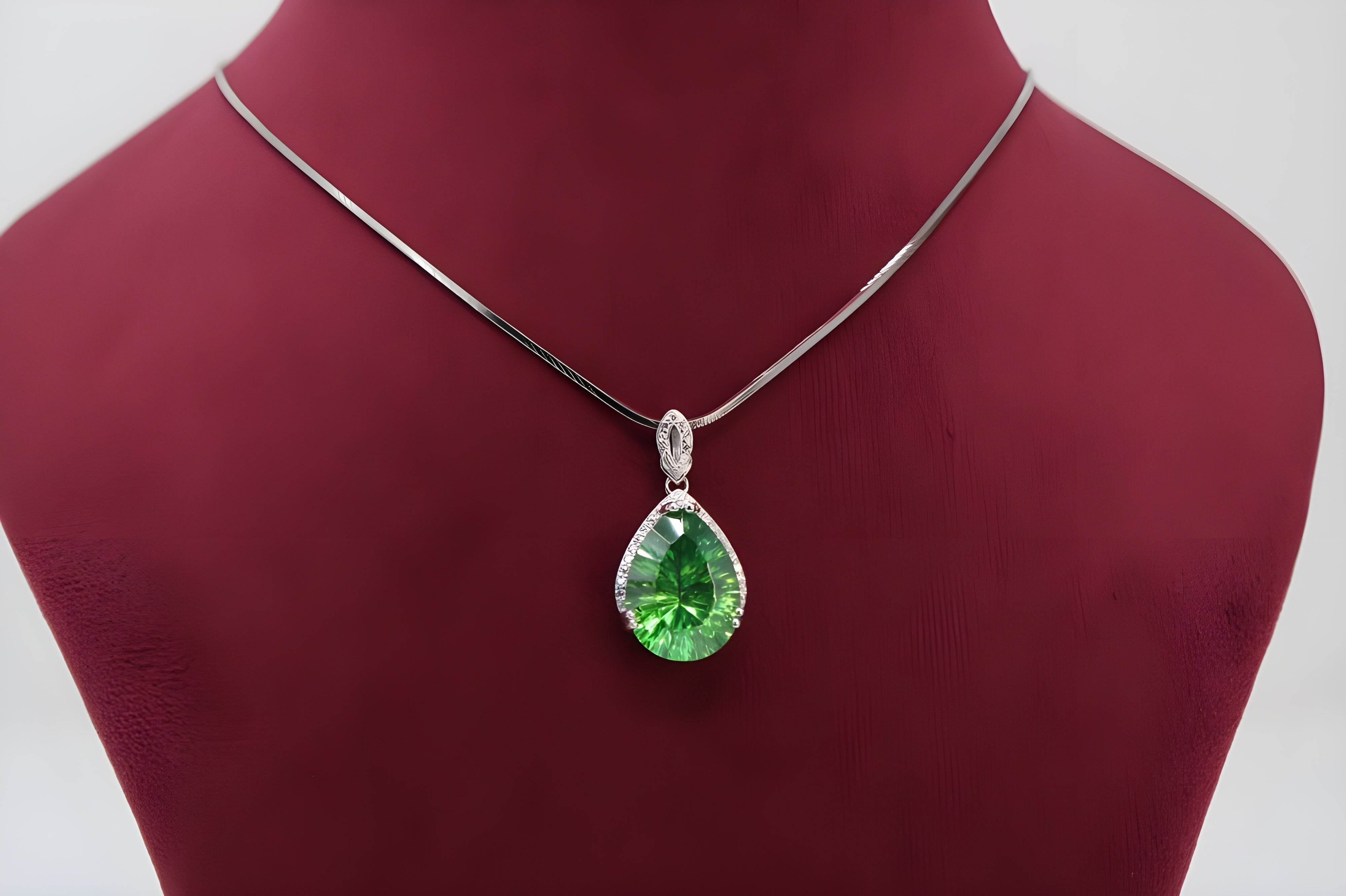 Verdant Charm Teardrop Pendant with VeeLux Crystal Halo