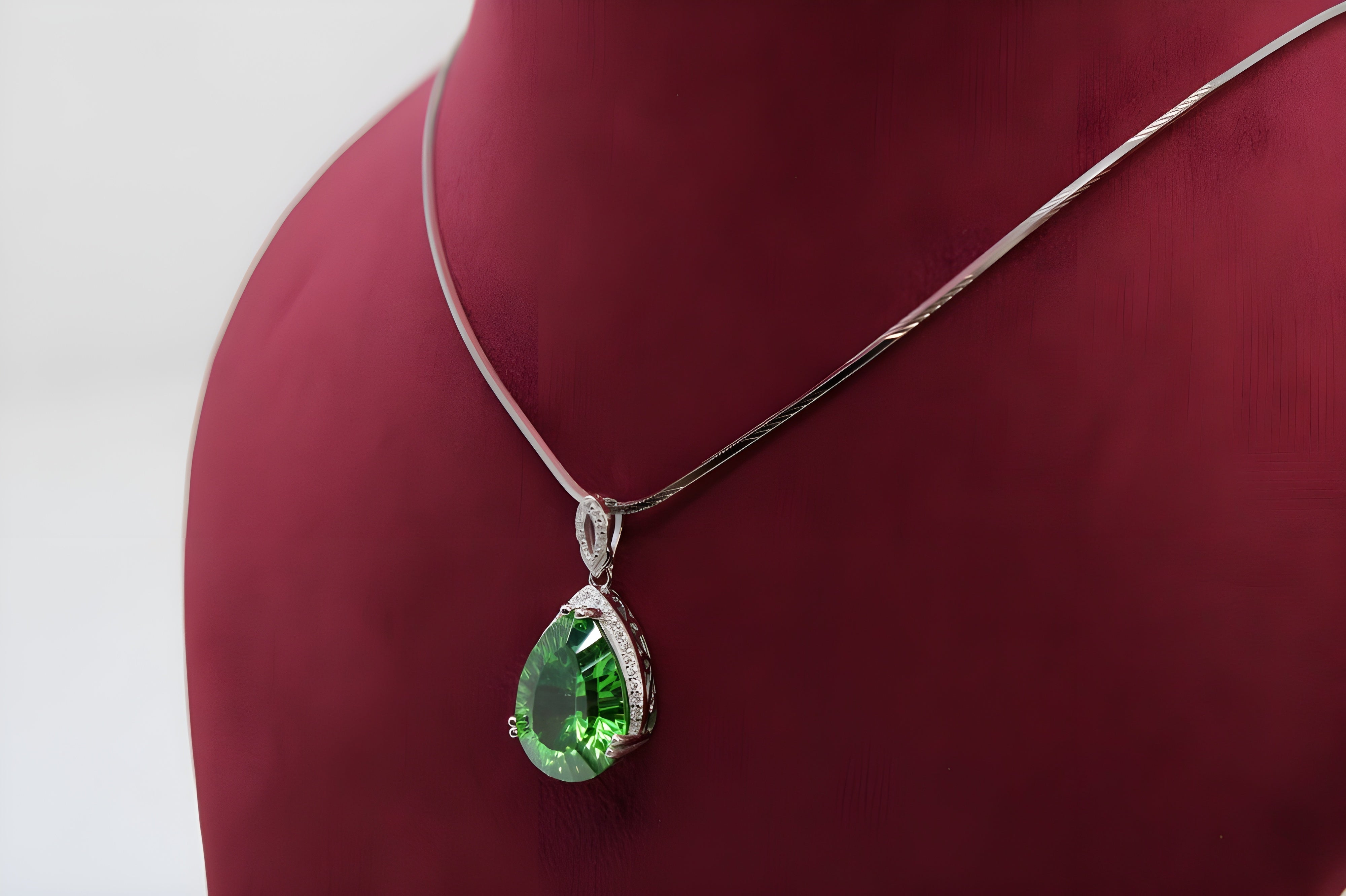 Verdant Charm Teardrop Pendant with VeeLux Crystal Halo