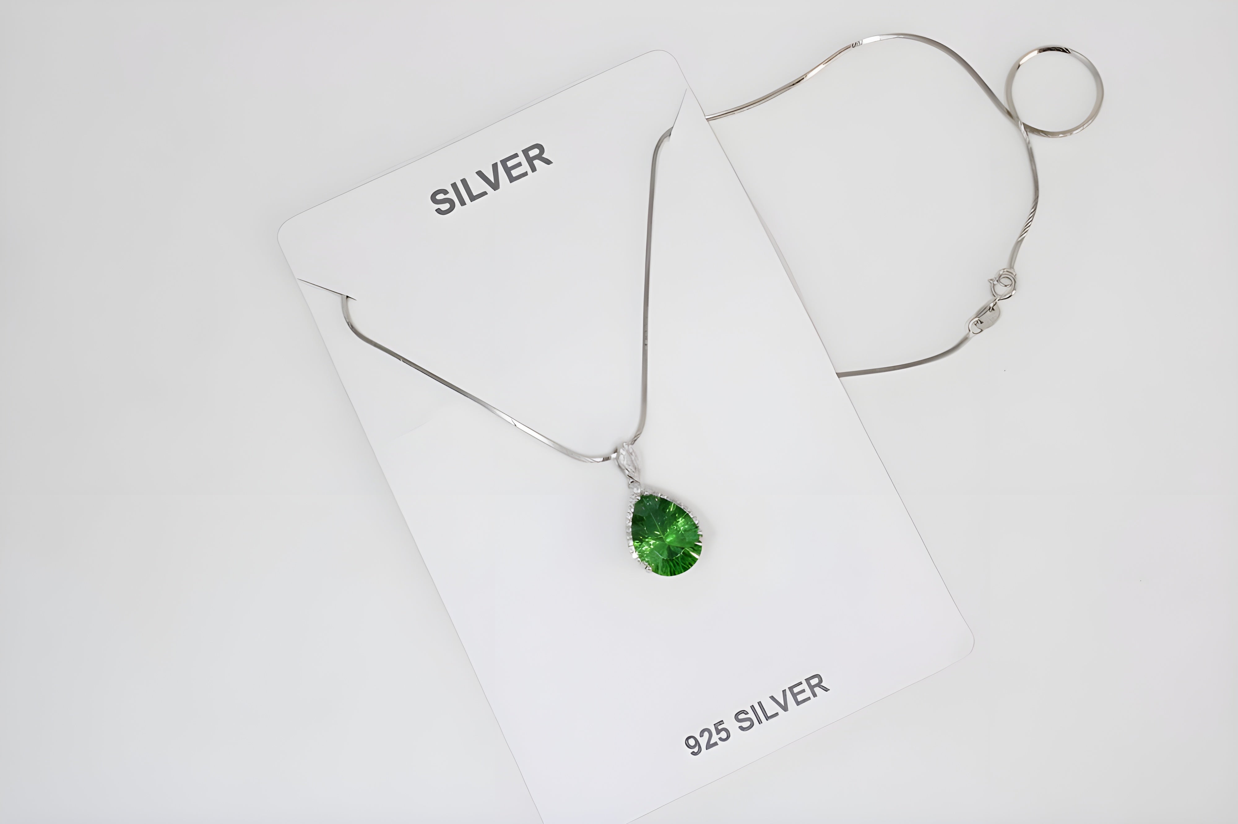 Verdant Charm Teardrop Pendant with VeeLux Crystal Halo