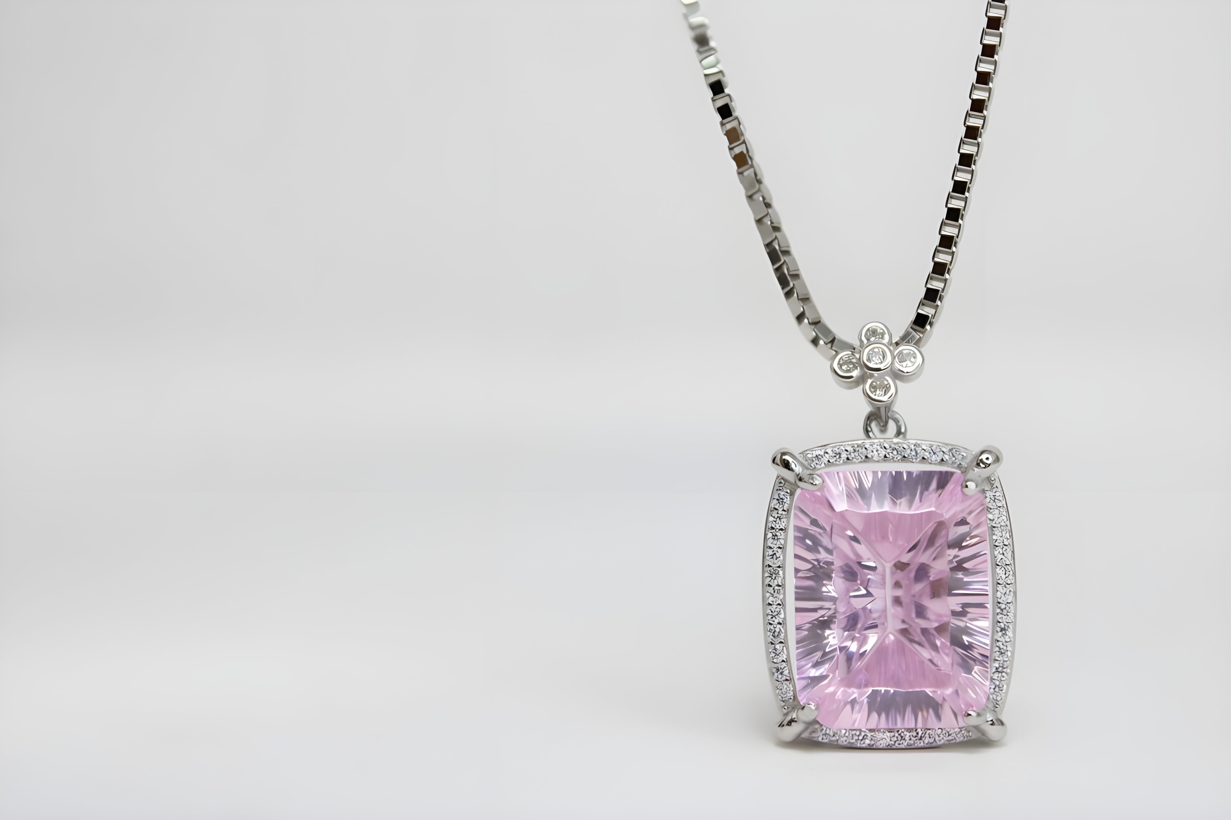 Blossom Radiance Floral Cushion-Cut Pendant with VeeLux Accents