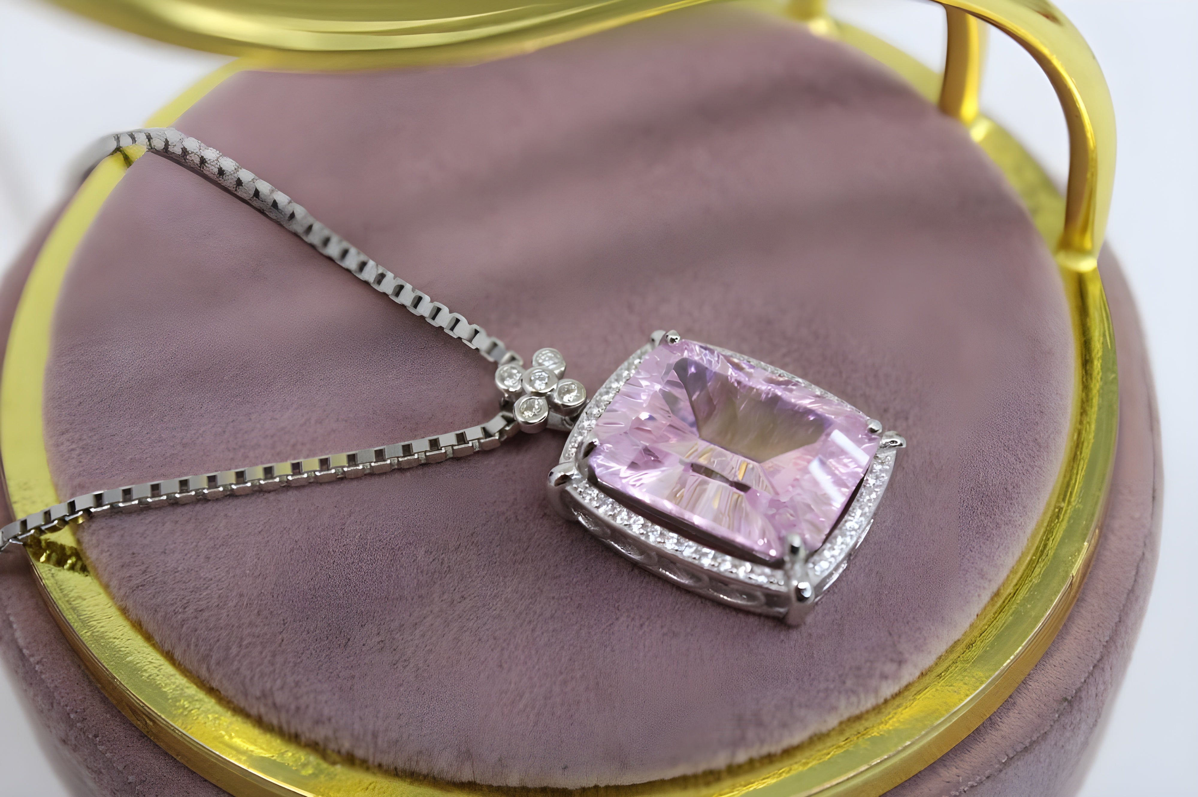 Blossom Radiance Floral Cushion-Cut Pendant with VeeLux Accents