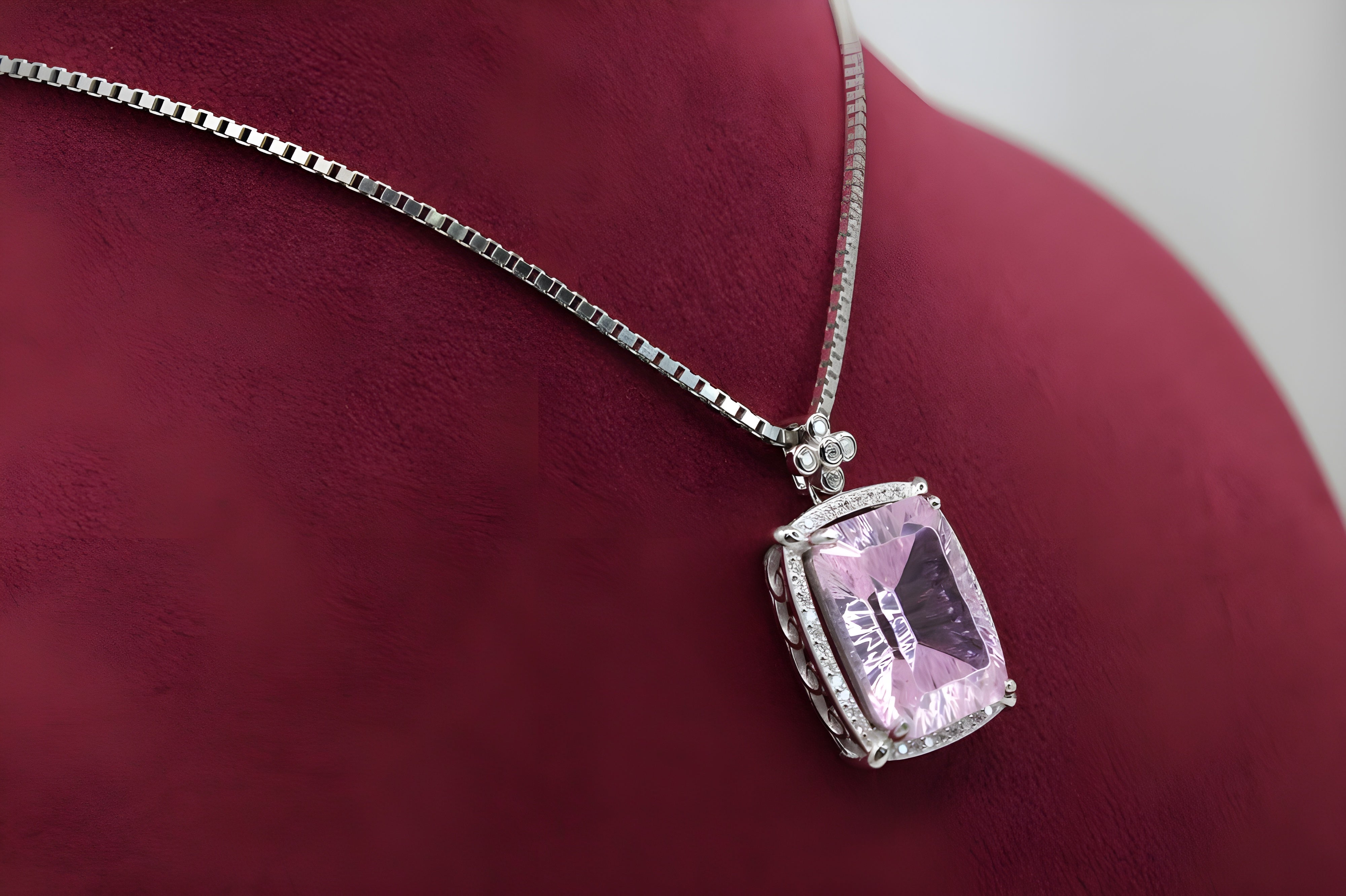 Blossom Radiance Floral Cushion-Cut Pendant with VeeLux Accents