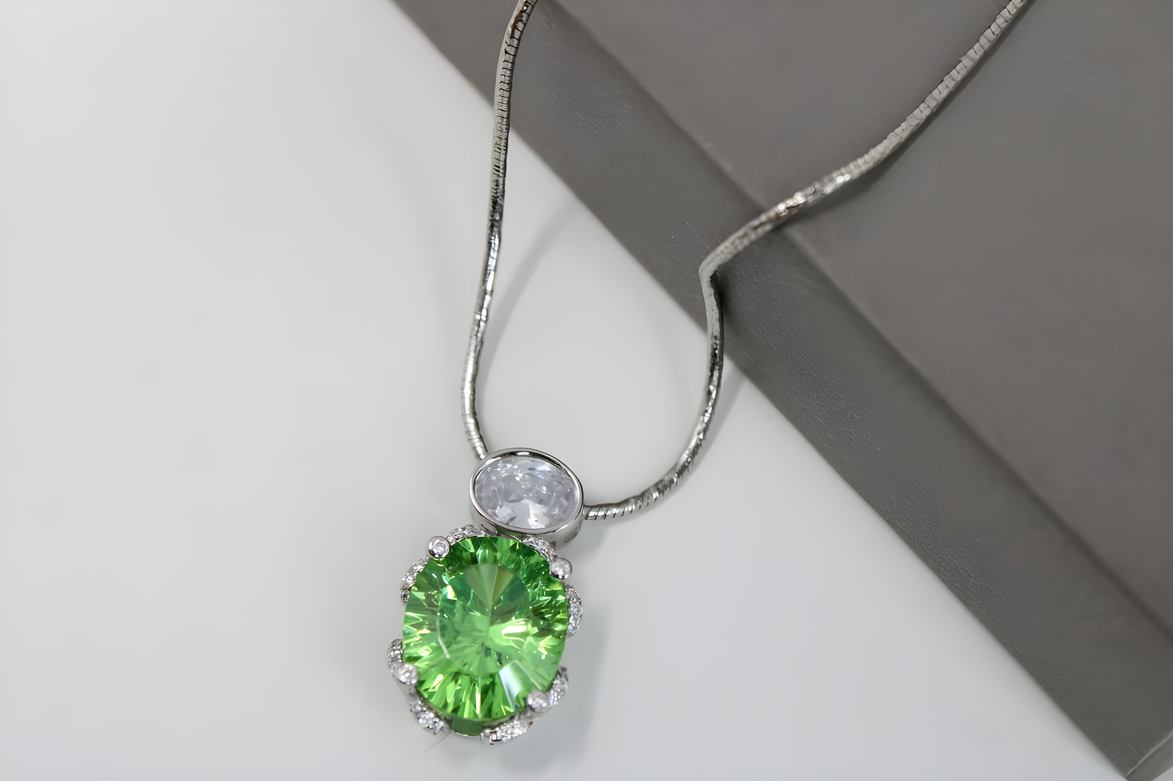 Emerald Glow Double Crystal Pendant with VeeLux Accents