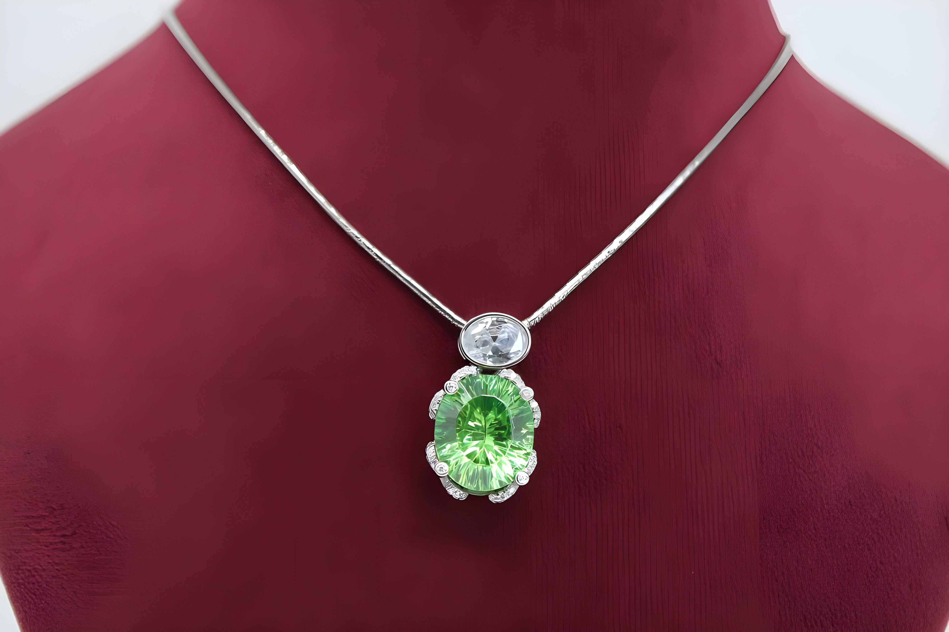 Emerald Glow Double Crystal Pendant with VeeLux Accents