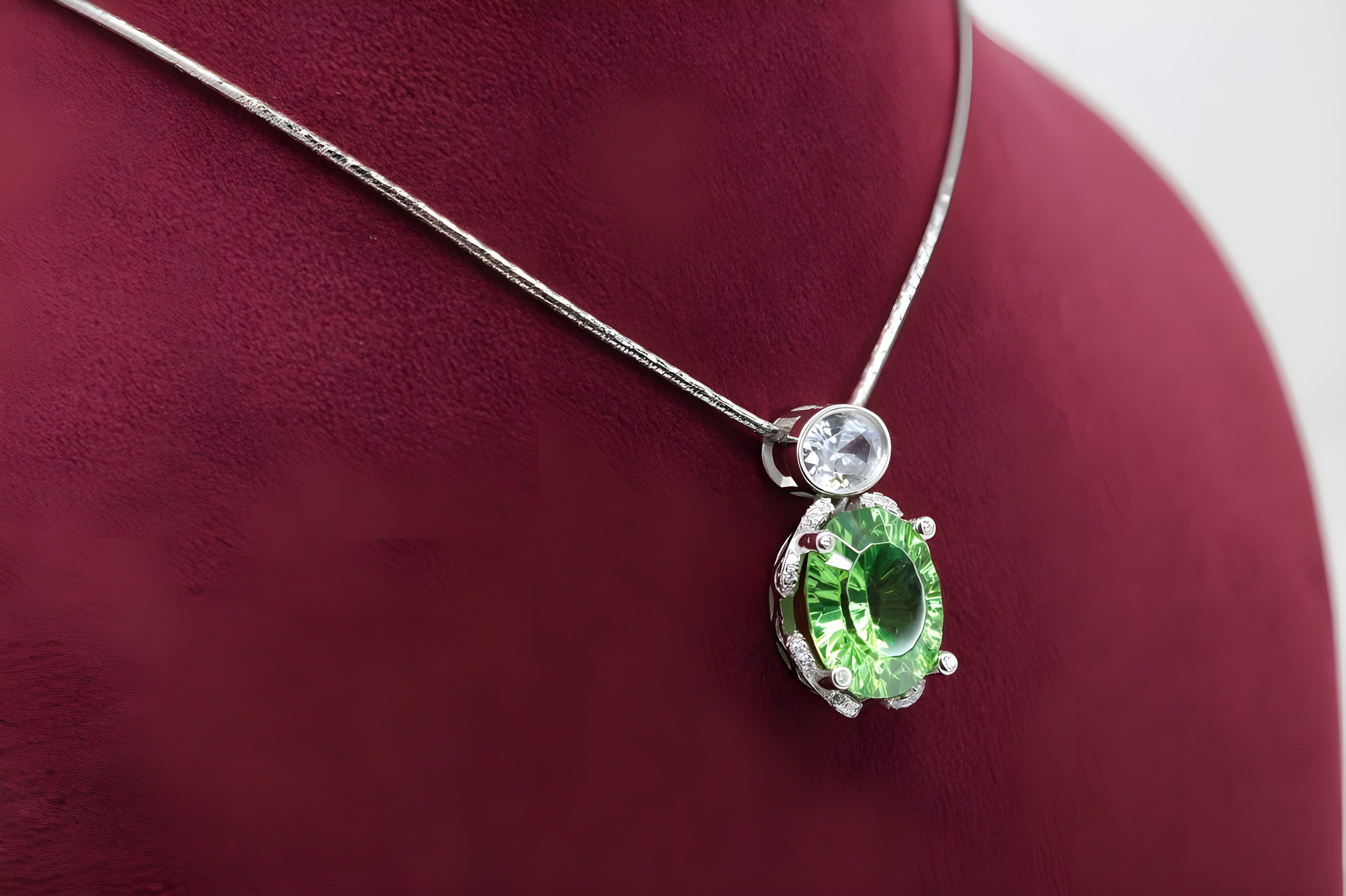 Emerald Glow Double Crystal Pendant with VeeLux Accents