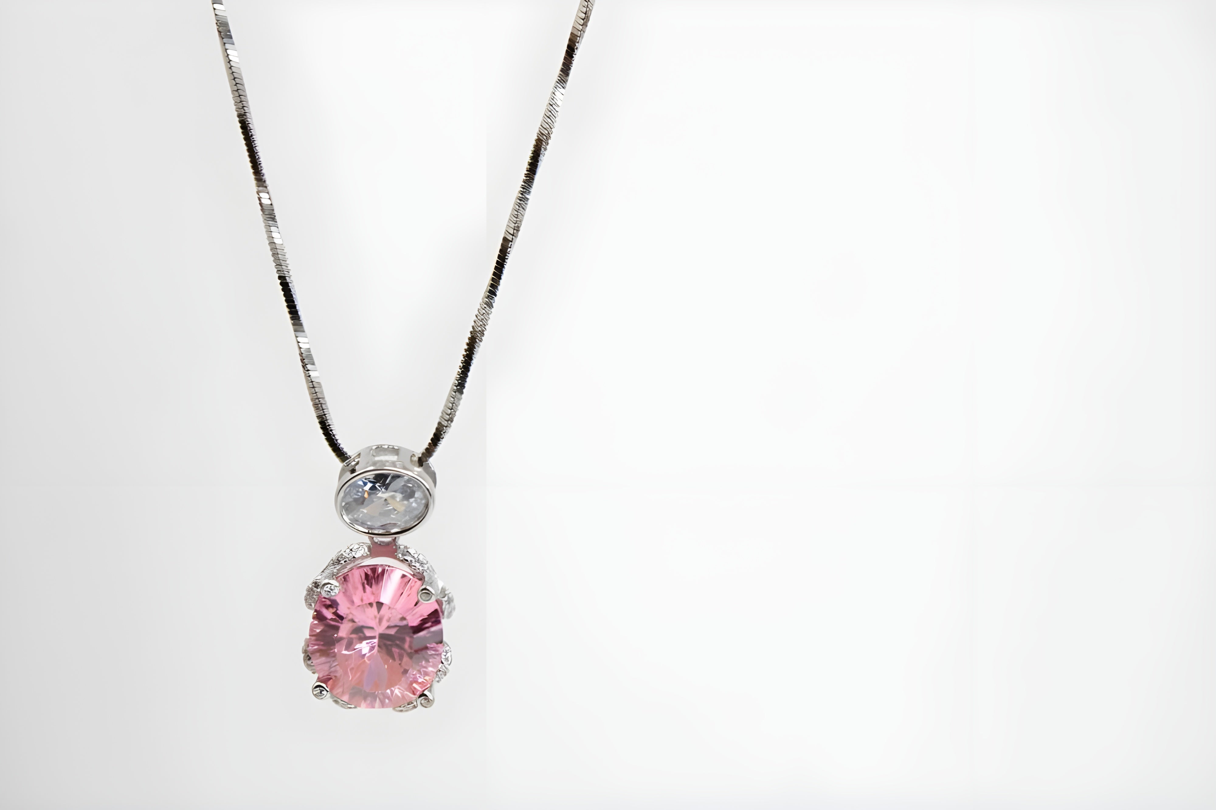 Coral Blossom Double Crystal Pendant with VeeLux Accents